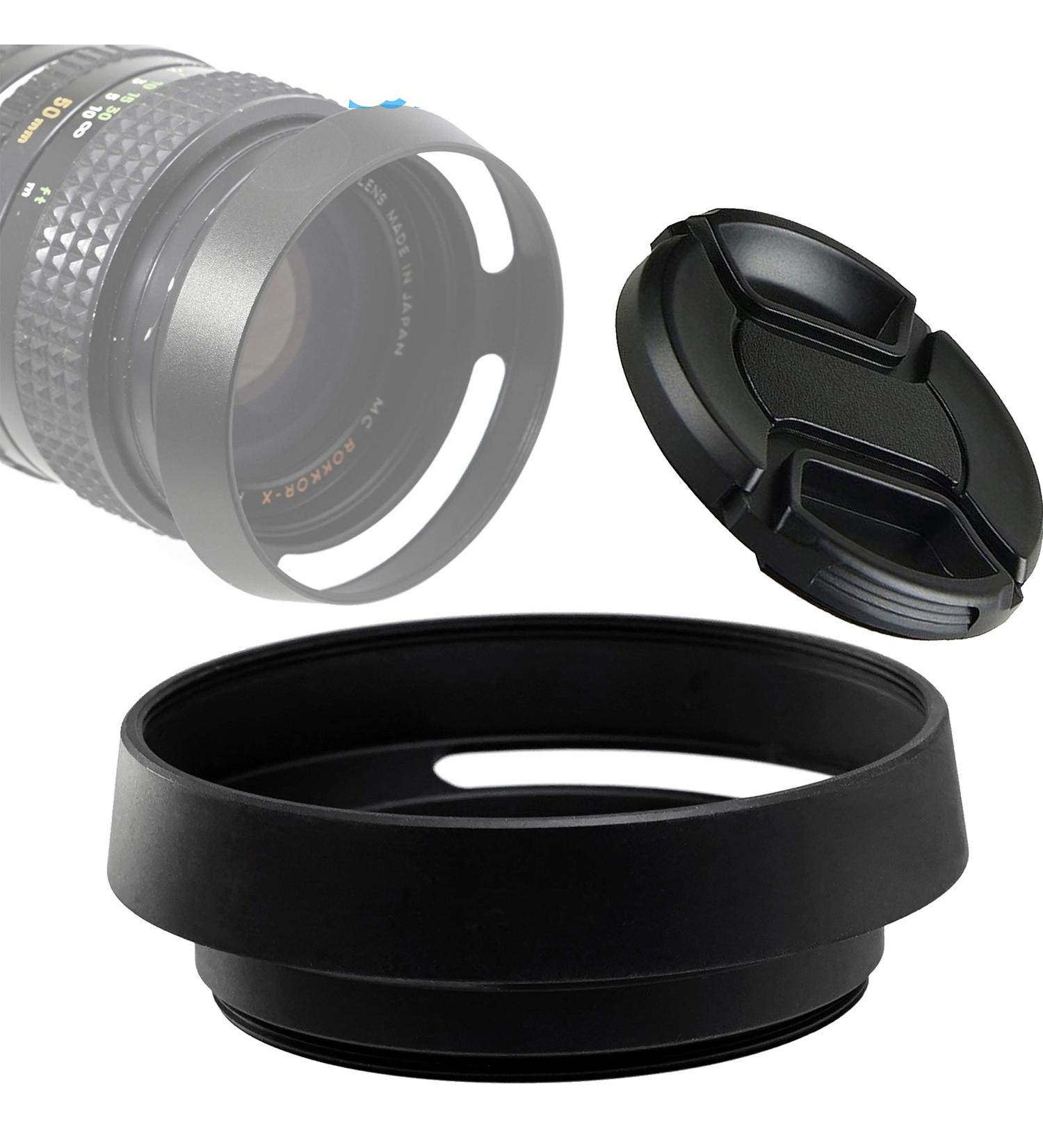 Fotasy 49mm Metal Curved Lens Hood - Vented & Screw-In Design for Fuji, Leica, Panasonic, Olympus, Sony Cameras - Buy Online on GoSupps.com
