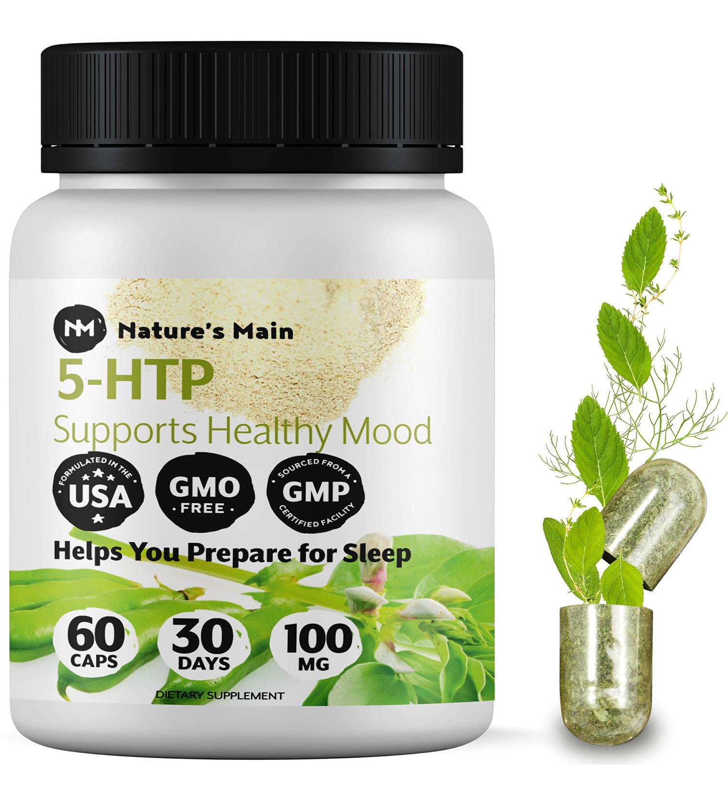 5-HTP 100mg Serotonin Supplements for Relaxation | 60 Happy Pills for Mood Support - Buy Online on GoSupps.com