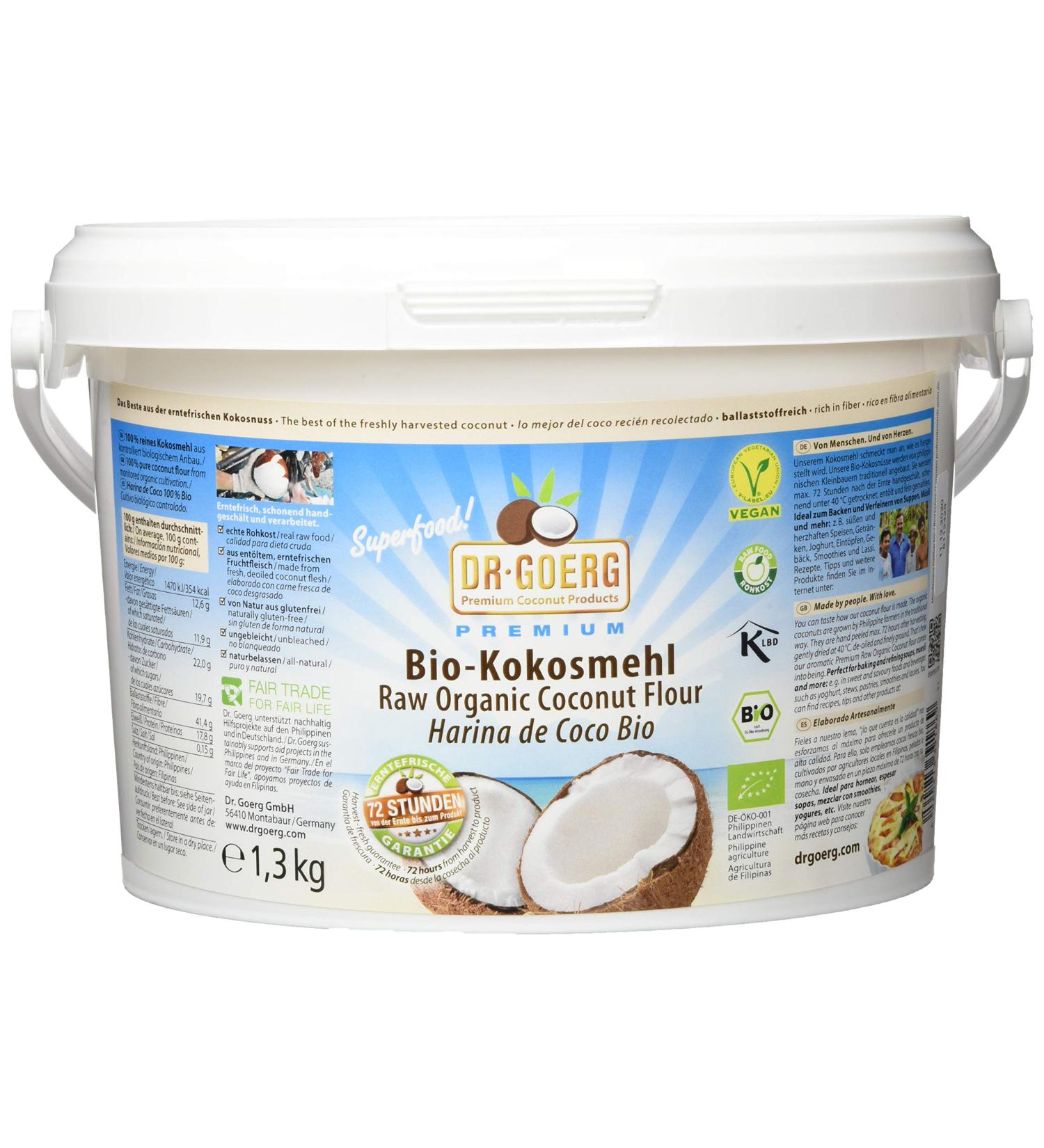 Dr. Goerg Premium Organic Coconut Flour - 1300g | Gluten-Free High Fiber International Shipping - Buy Online on GoSupps.com