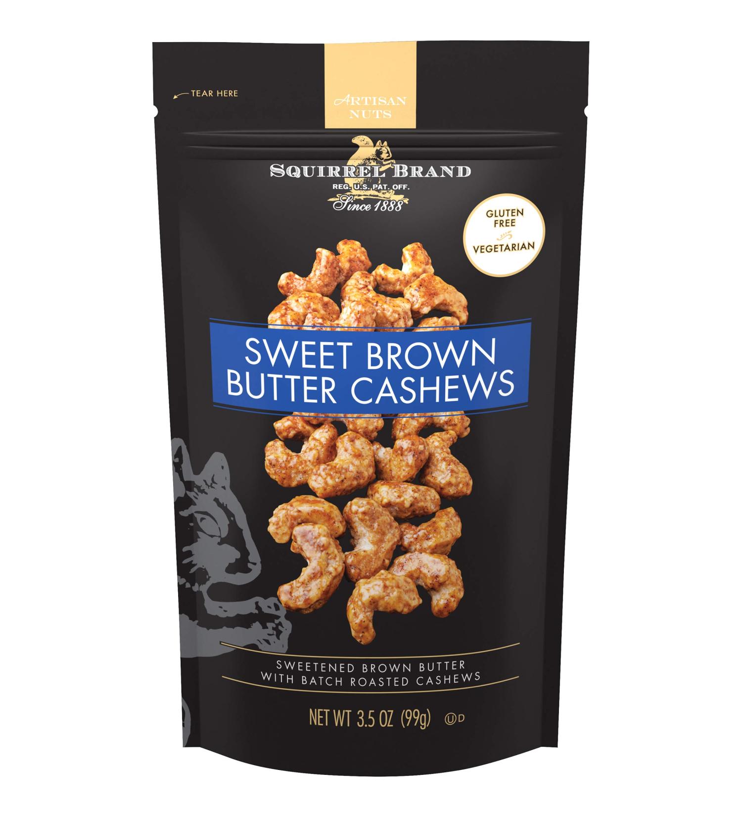 Squirrel Brand Sweet Brown Butter Cashews 3.5oz - Gluten Free & Vegetarian Snack - Buy Online on GoSupps.com