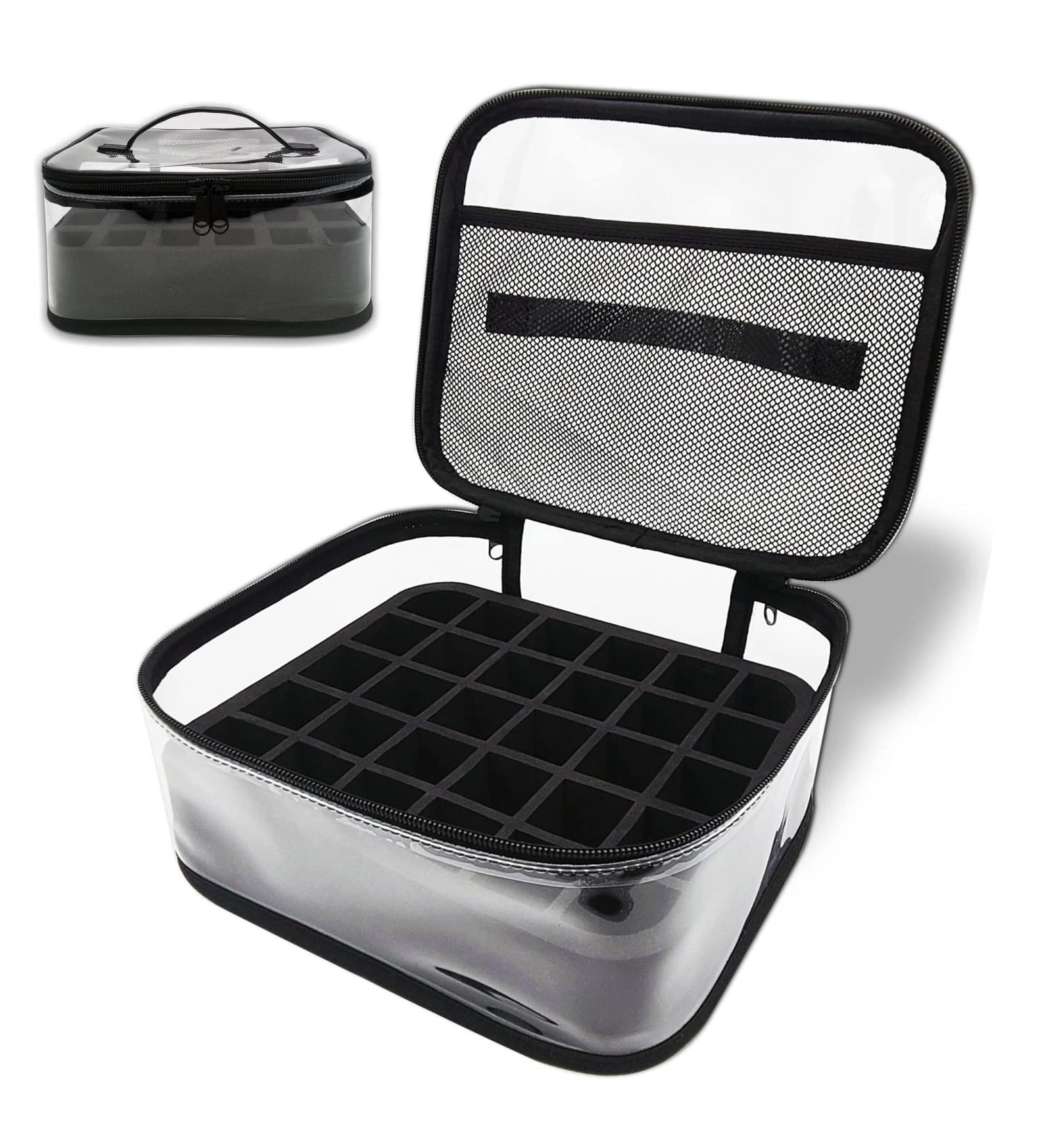 Holay Nail Polish Organizer - Durable Holder with 30 Foam Slots, Professional Carrier in Transparent Black - 9.4x8.46x5-inch - Buy Online on GoSupps.com