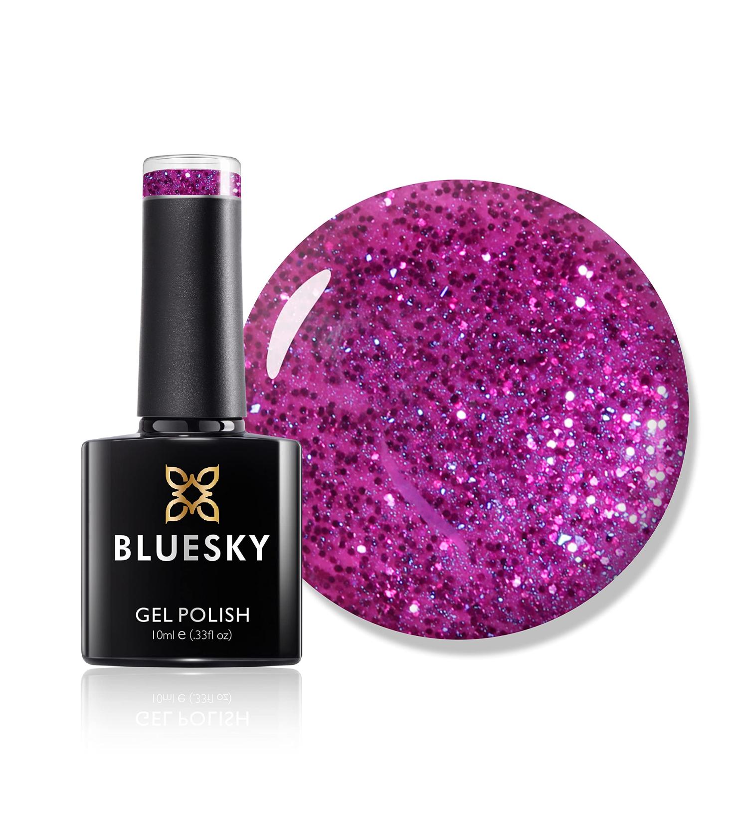 Bluesky Gel Nail Polish Butterfly Queen 80602 Pink Glitter Magenta Purple Long Lasting Chip Resistant 10 ml (Requires Drying Under UV LED Lamp) - Buy Online on GoSupps.com