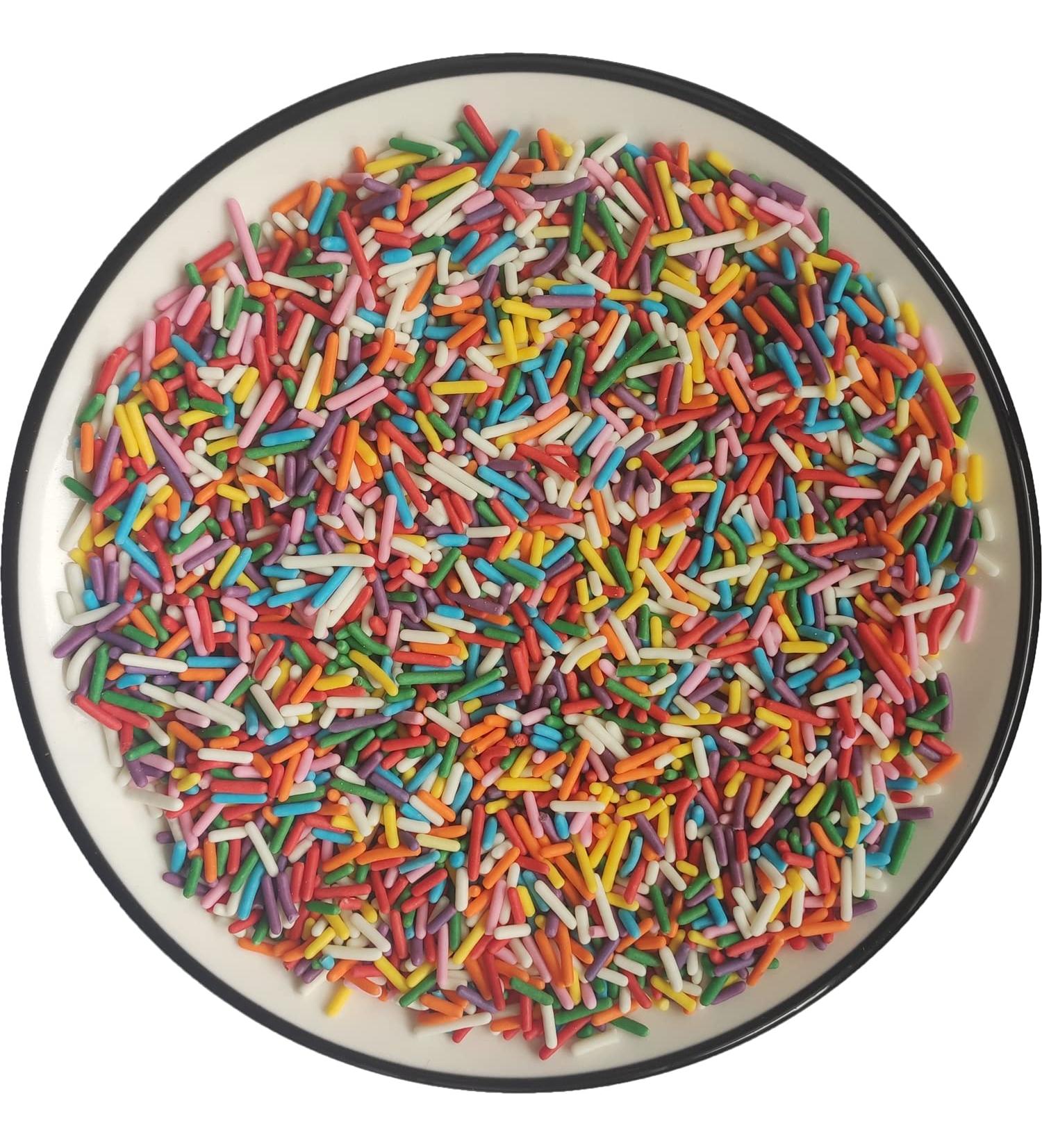Edible Rainbow Jimmies Sugar Sprinkles | Cake & Cupcake Toppers | Cookie Decorations | Sweet Personalities Dessert Sprinkles for Daily Use - Buy Online on GoSupps.com