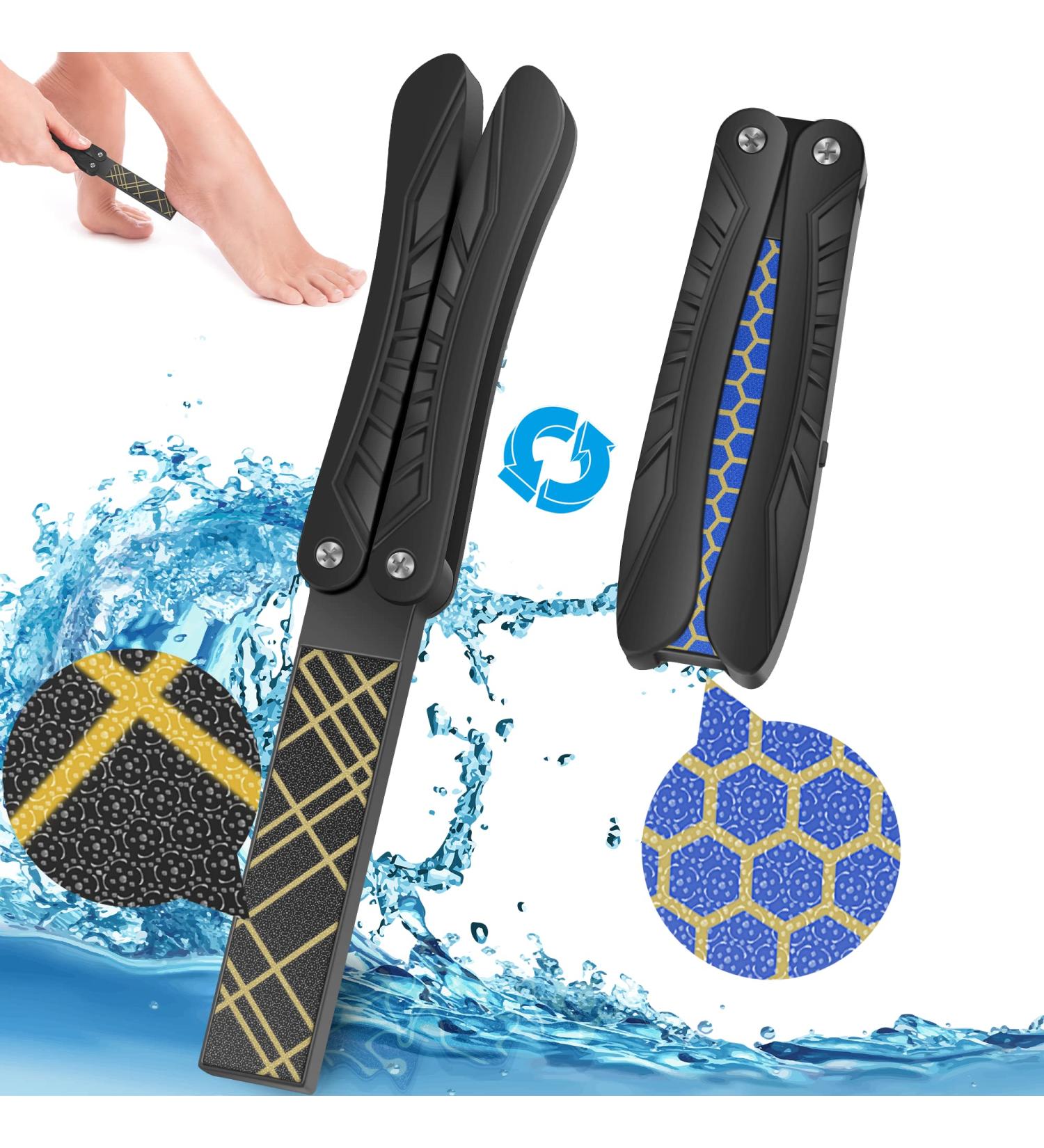 Nano Glass Foot File: Foldable Foot Scrubber for Callus Removal | 2-Sided Foot Rasp for Smoothing Rough Skin | Crystal Pedicure Tool Portable for Travel - Buy Online on GoSupps.com