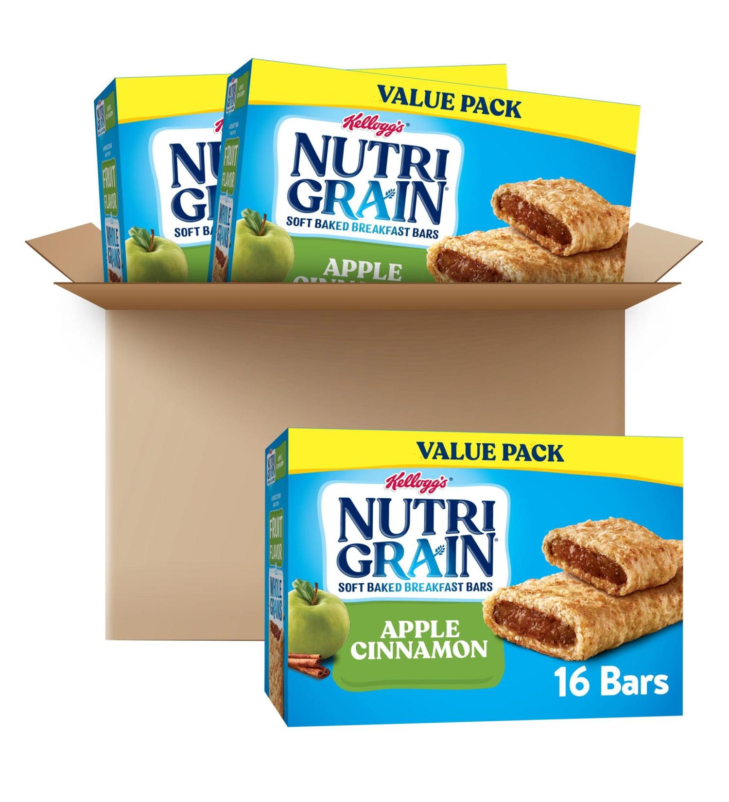 Nutri-Grain Soft Baked Breakfast Bars - Whole Grain Apple Cinnamon Snacks for Kids - Value Pack (3 Boxes, 48 Bars) - Buy Online on GoSupps.com