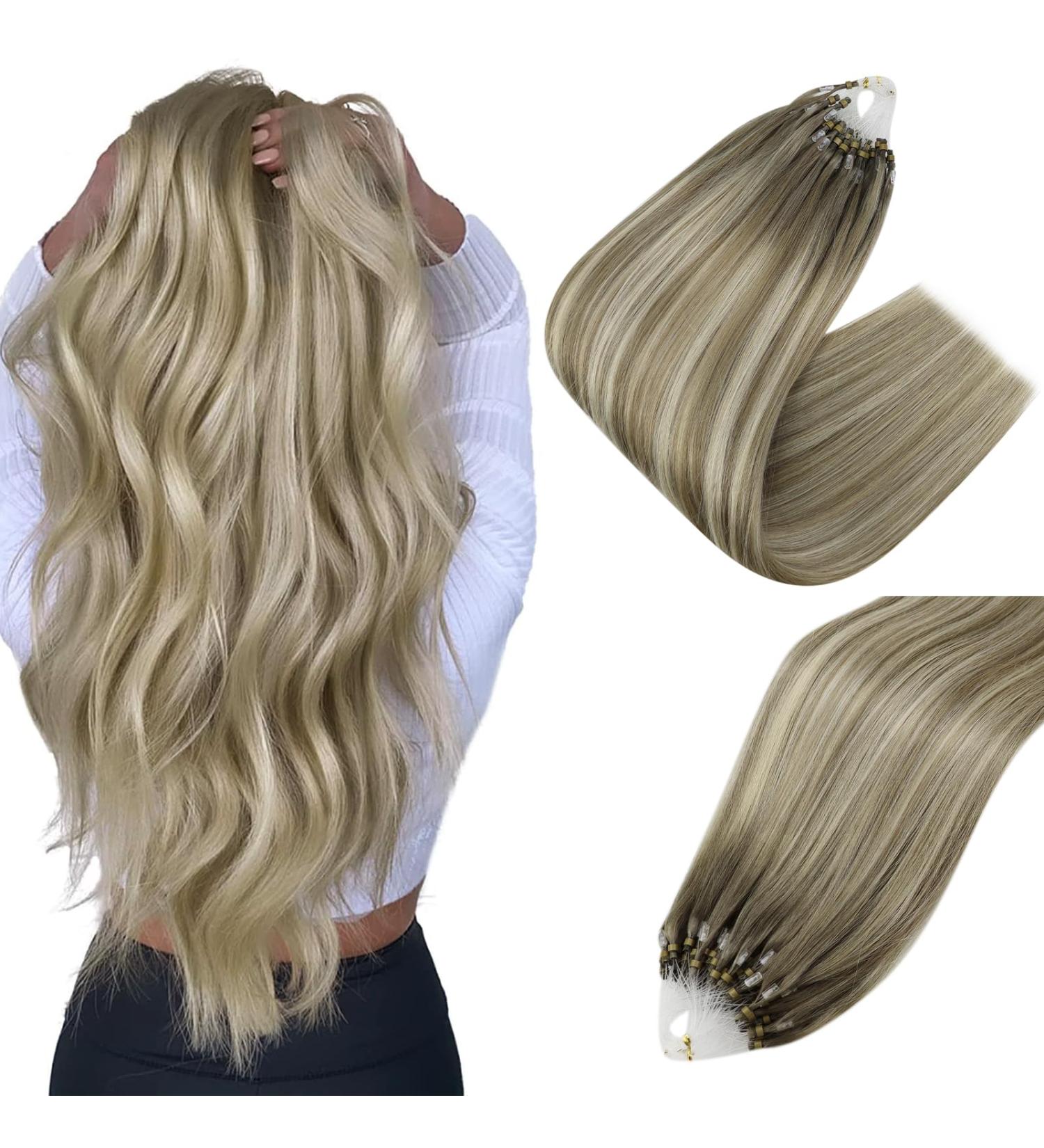 FSHINE 55CM Real Hair Extensions - 22-Inch Light Brown to Blonde Micro Loop Fusion Extensions - Buy Online on GoSupps.com