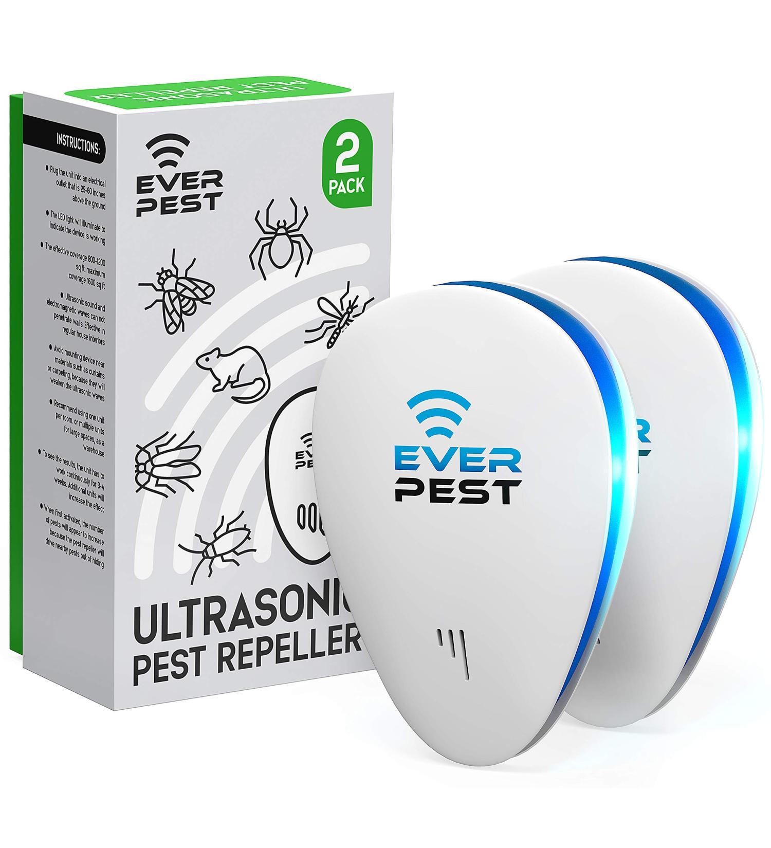 Ultrasonic Pest Repeller - Eco-Friendly 2 Pack - Repel Rodents, Ants, Cockroaches, Bed Bugs, Mosquitos, Flies, Spiders, Squirrel, Bats - Safe for Humans - Buy Online on GoSupps.com