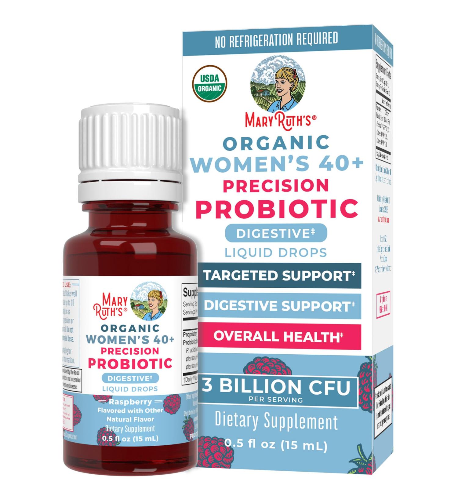 MaryRuth Organics USDA Organic 40 Womens Probiotic Liquid Drops | Probiotics for Digestive Health | Stress-Related GI Issues | Occasional Gas Relief for Adults | Vegan | Dairy Free | 30 Servings Women 40+ - Buy Online on GoSupps.com