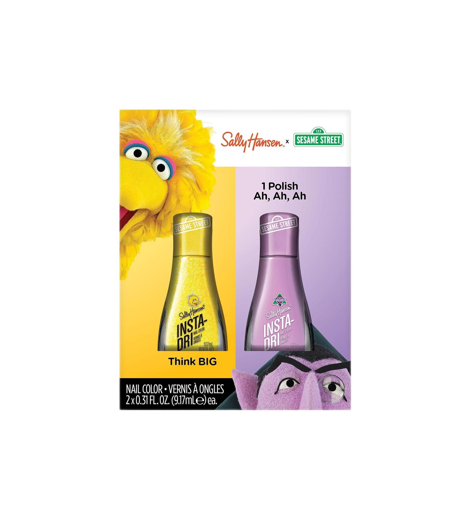 Sally Hansen Insta-Dri Sesame Street Nail Polish Collection - Think BIG & Ah Ah Ah Duo | Fast-Drying 0.31 fl oz Polish - Buy Online on GoSupps.com
