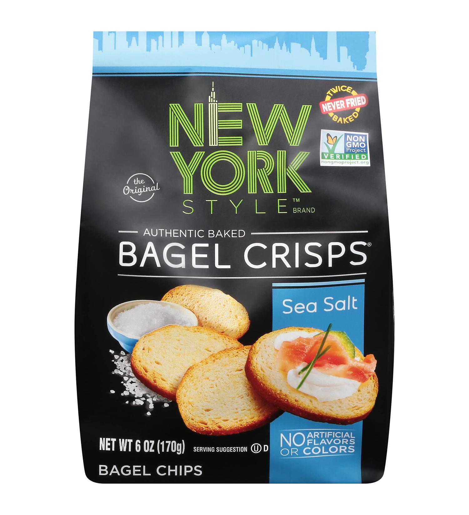 New York Style Bagel Crisps Sea Salt 6oz - Pack of 1 | Salted Snack Crackers - Buy Online on GoSupps.com