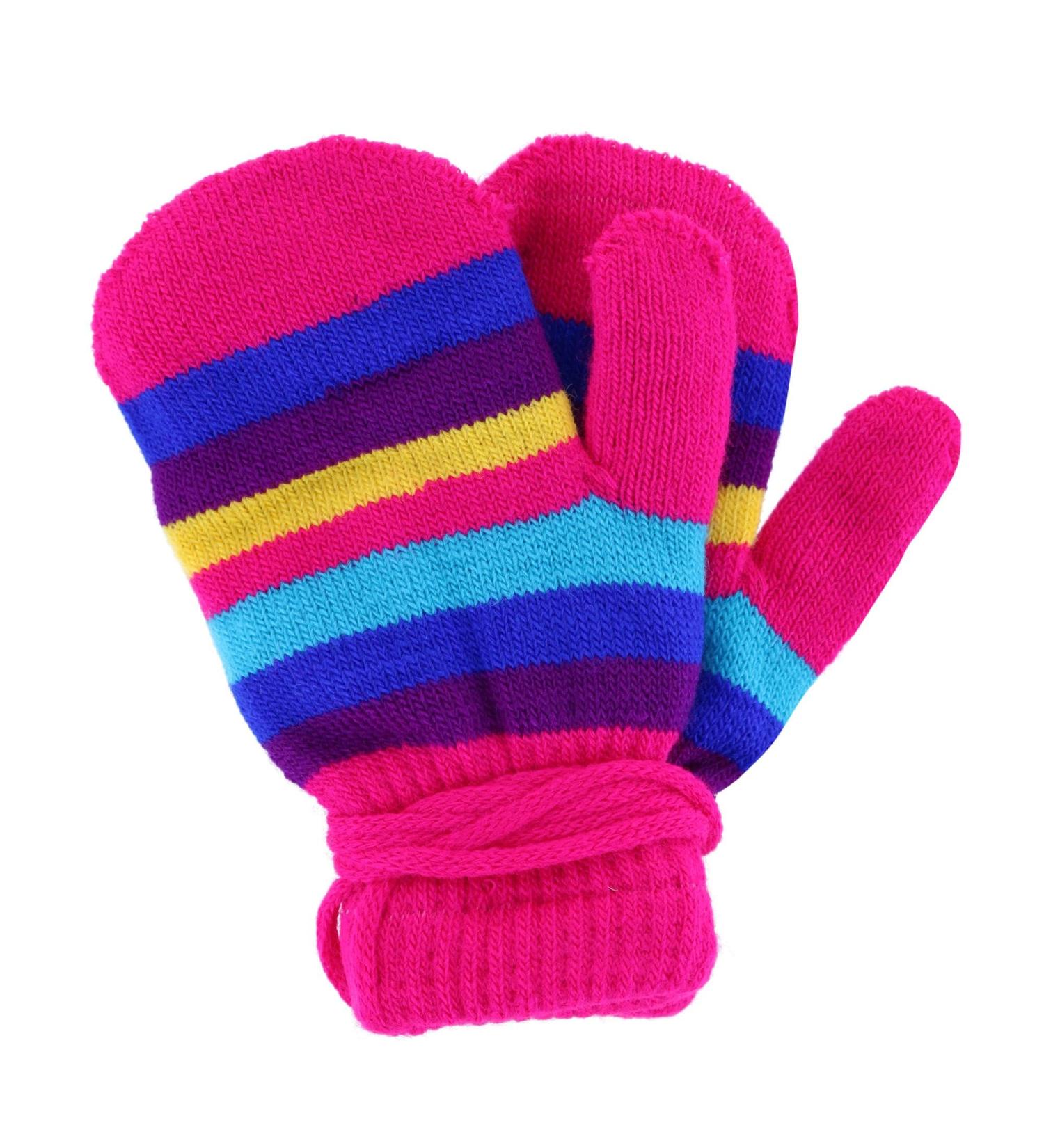 ANGELA & WILLIAM Kids' Knit Striped Mitten with Keeper String Multi