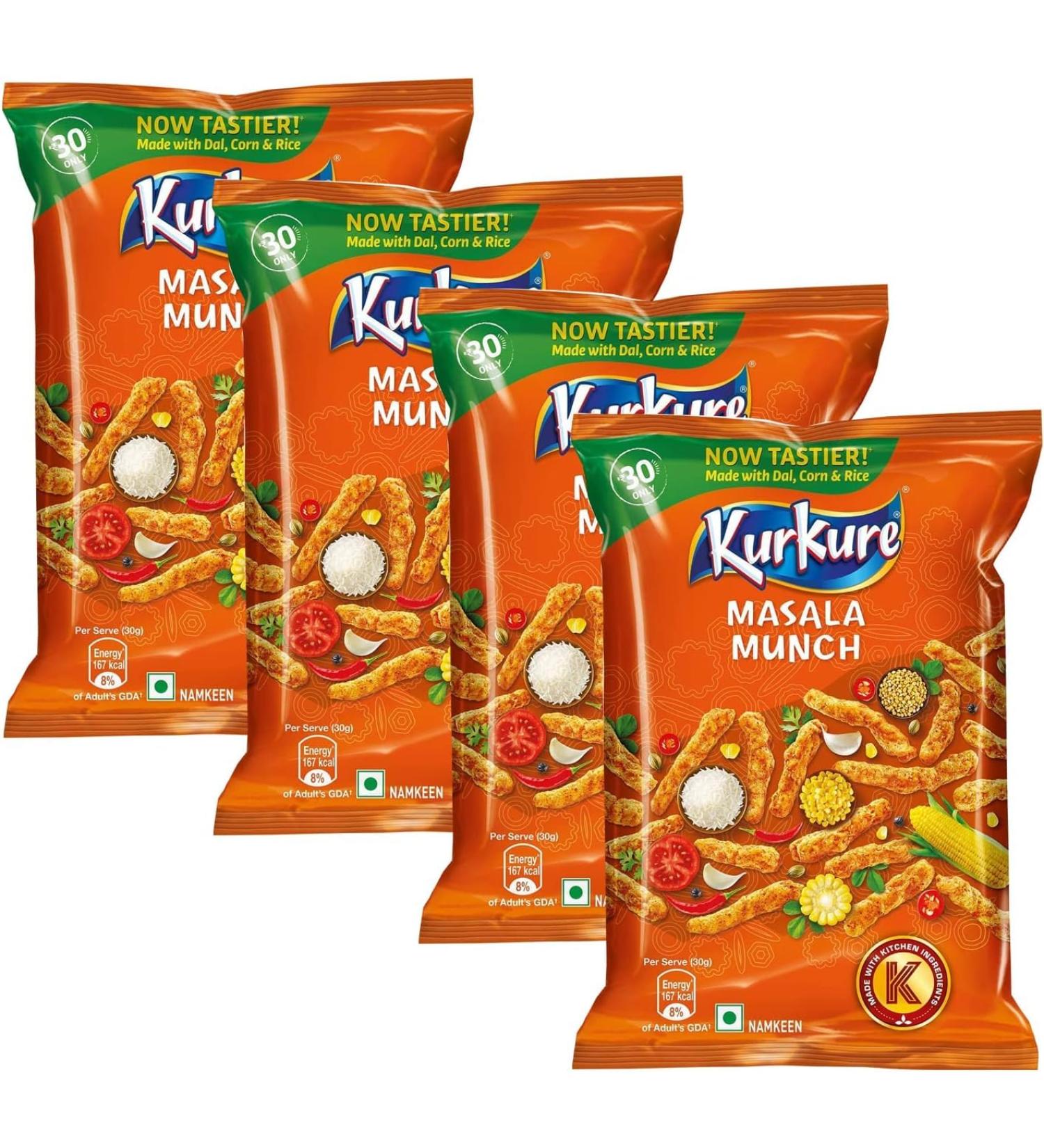 Lays & Kurkure Various Flavours Perfect Snack for Tea Time - Combination of Spice and Crunch Classic Flavour Taste Up Your Life With Namkeen - Work Home Or School (Masala Munch 85g_P 4) Masala Munch 85g 85.00 g (Pack of 1) - Buy Online on GoSupps.com