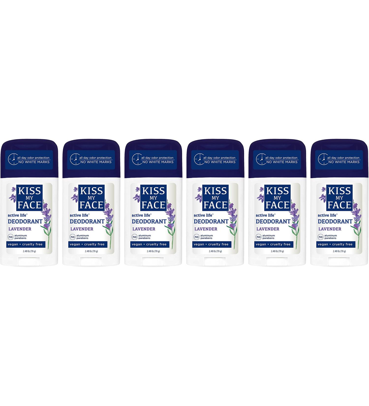 Kiss My Face Lavender Deodorant 6-Pack - Aluminum Free, with Grapefruit Seed Extract, Rosemary & Sage - 2.48 oz Stick for Men & Women - Buy Online on GoSupps.com
