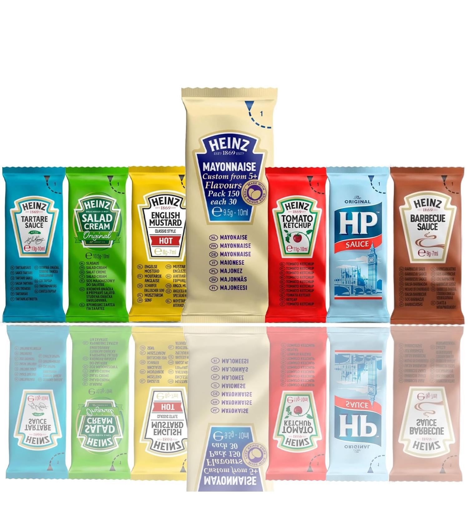 Heinz HP Sauce Sachets Pick N Mix - Create Custom Combo from 5+ Flavours and Choose 5 | Tomato Ketchup Mayonnaise Salad Cream Tartare Mustard | 100 Pack (20 of Each) - Buy Online on GoSupps.com