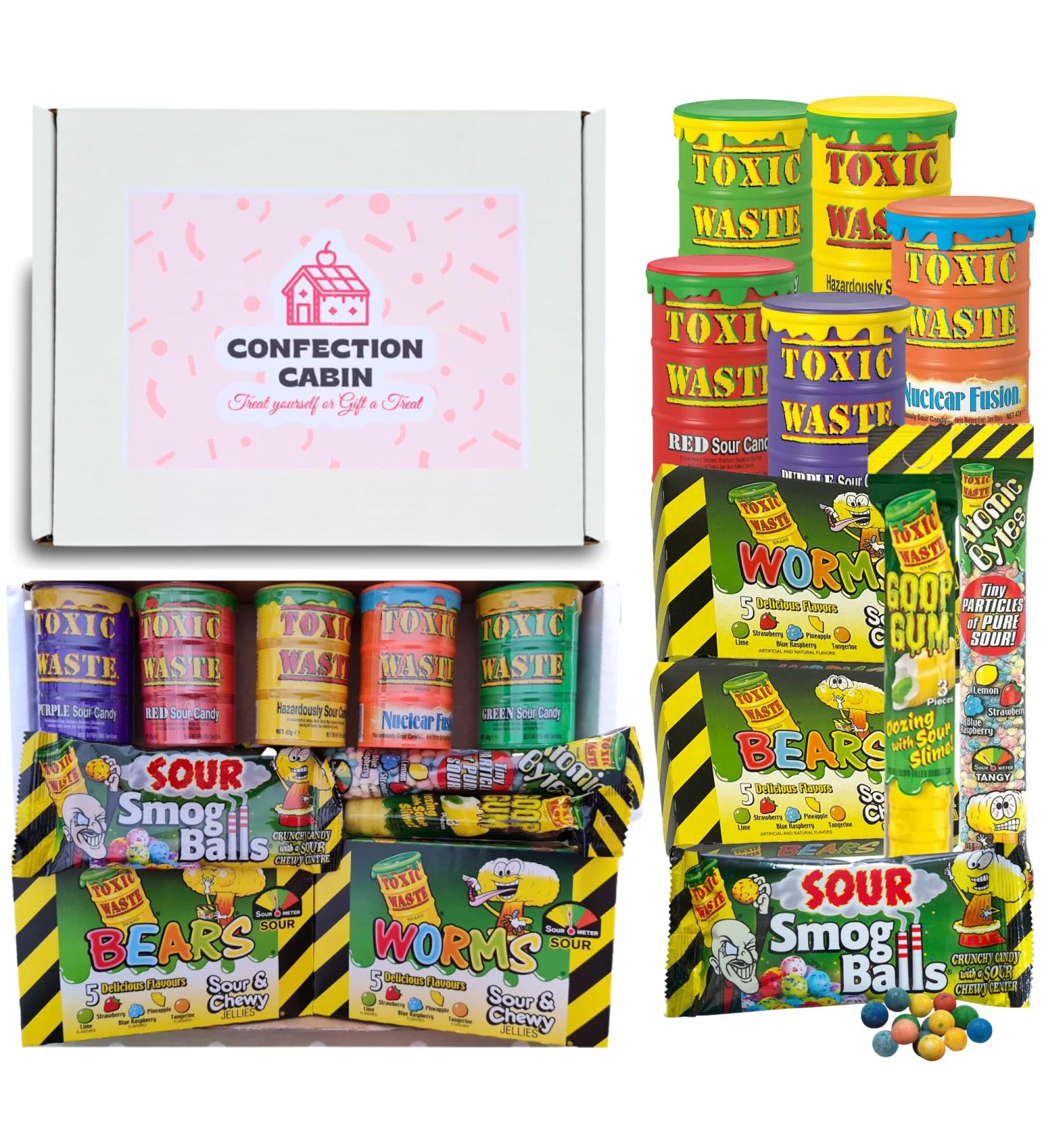 Toxic Waste Sweets Gift Box - Extreme Sour Sweets Assorted 10 Packs | Selection of Sour Fruit-Flavoured Candies and Gummies for Special Occasions | Easter Gifts for Kids | Easter Treats - Buy Online on GoSupps.com