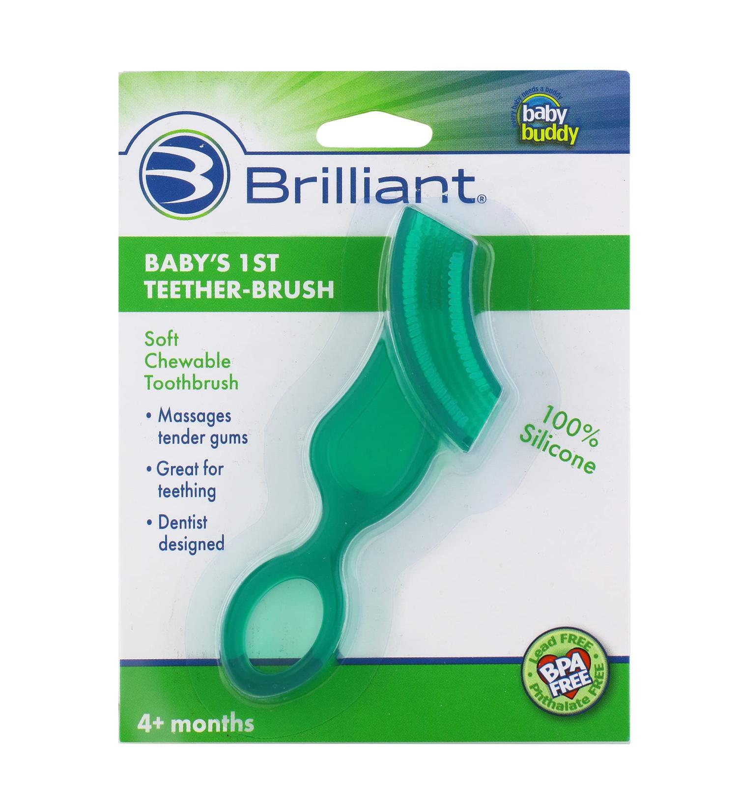 Baby Buddy Green Silicone First Toothbrush - Soft Bristles for Gentle Cleaning - Buy Online on GoSupps.com