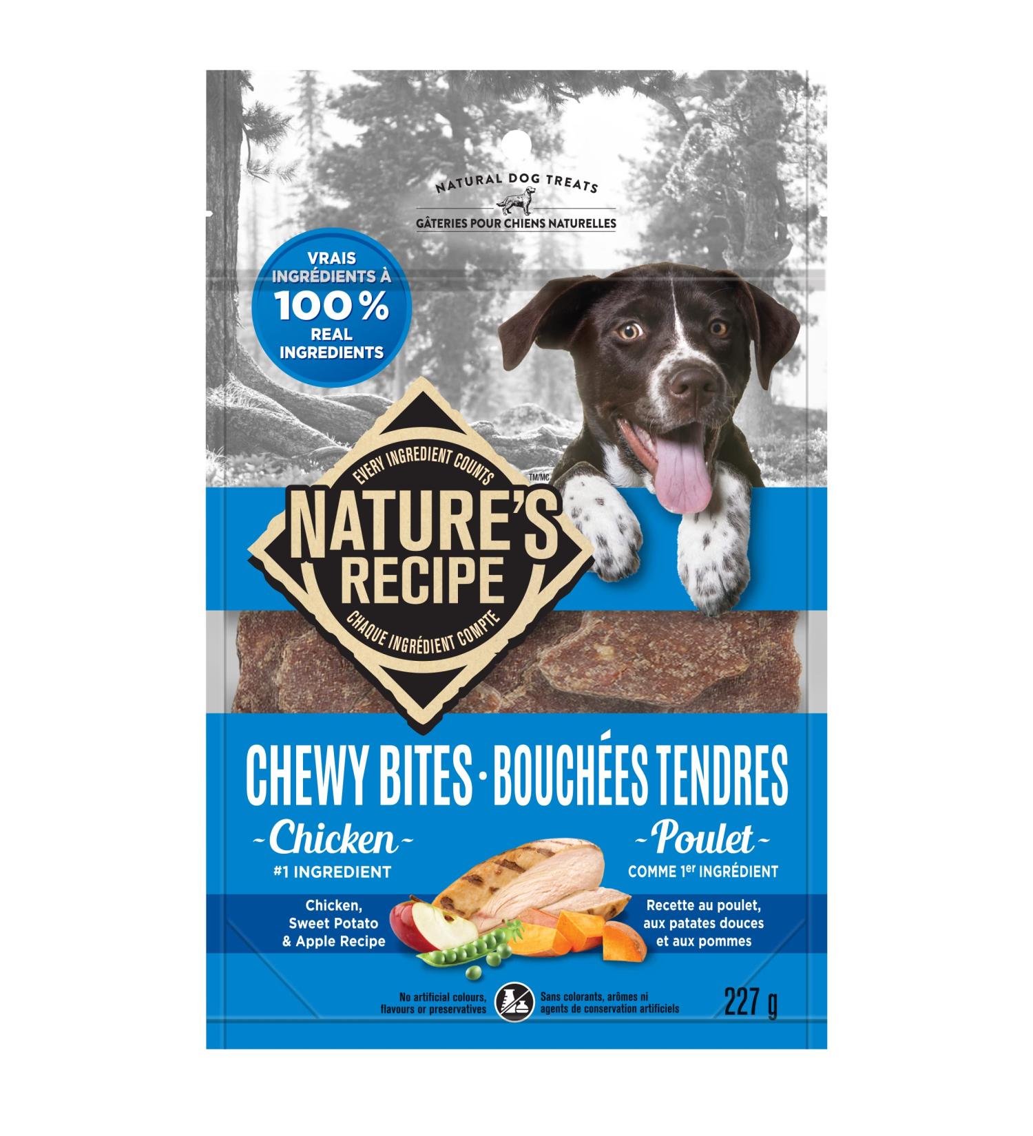 Nature's Recipe Chewy Bites Grain Free Premium Dog Treats Turkey Pea & Carrot Recipe 227g Bags (Pack of 5) Chicken Sweet Potato & Apple 1 count (Pack of 5) - Buy Online on GoSupps.com