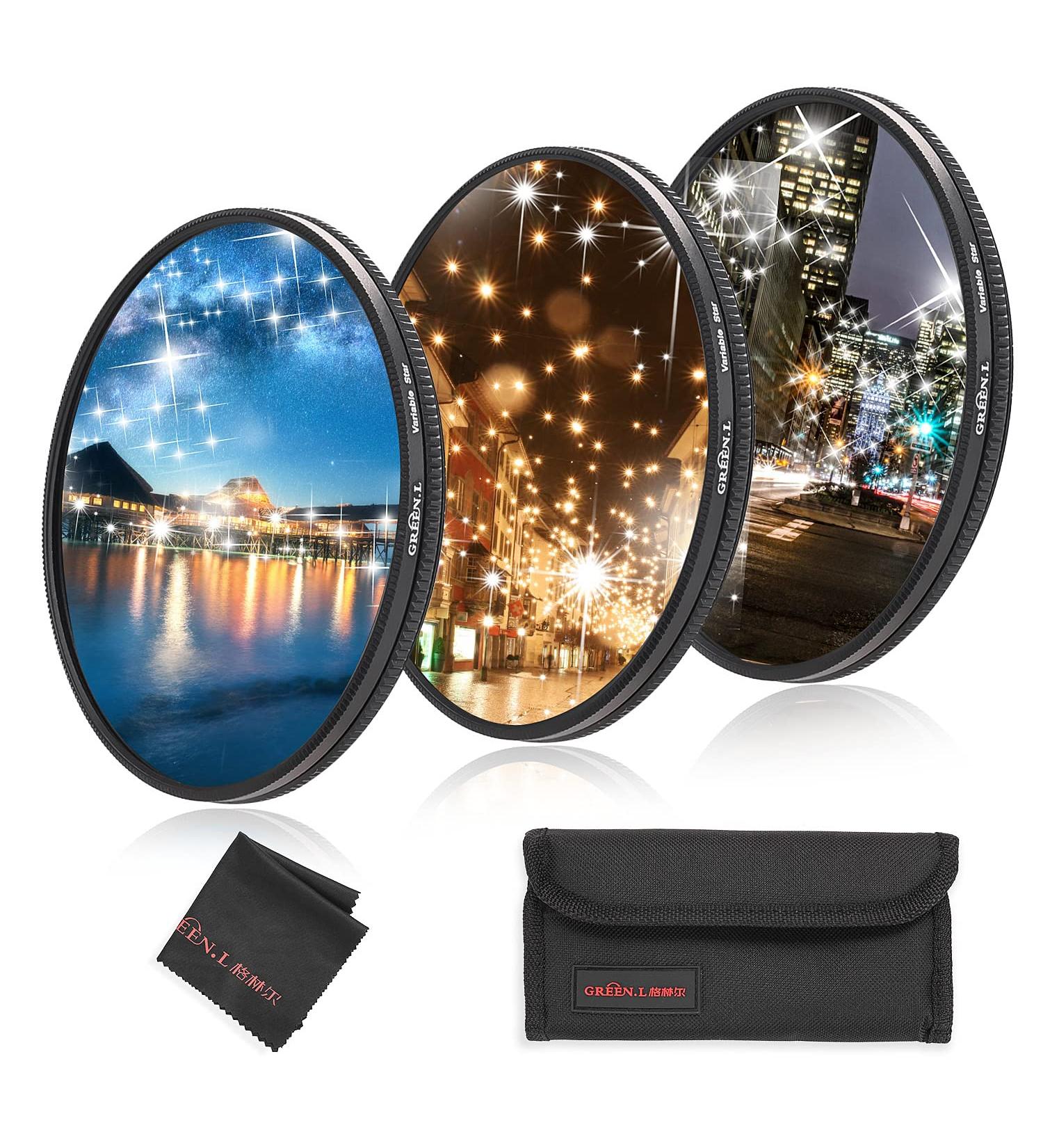 58mm Star Filter GREEN.L 2nd Gen Slim Variable Starburst Filter - 4/6/8 Points + Cleaning Cloth & 2 Slot Filter Pouch - Buy Online on GoSupps.com