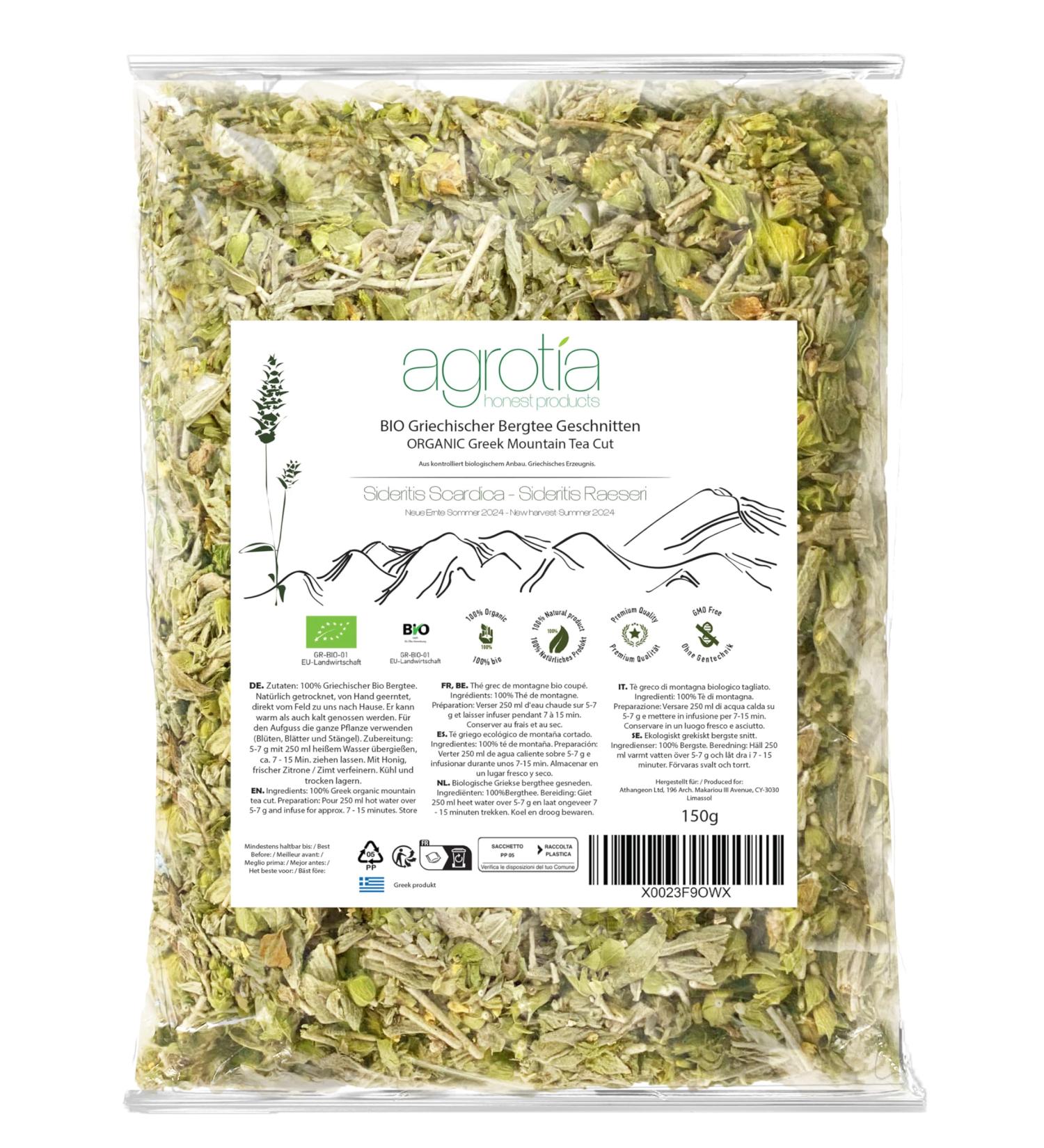 Agrotia Organic Greek Mountain Tea 150 g sliced - Buy Online on GoSupps.com