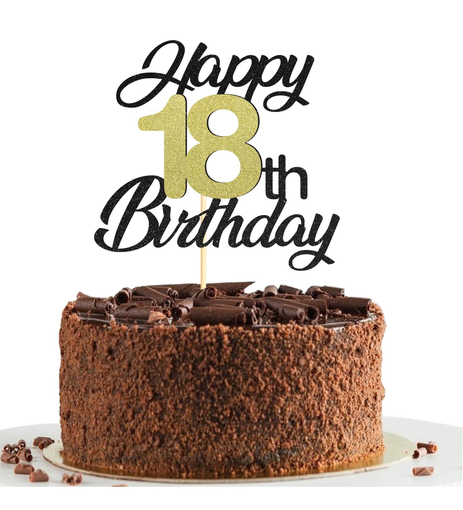 Shop Sumerk 18th Birthday Cake Attachments | Gold & Black Party Decorations | Perfect for Birthday Celebrations - Buy Online on GoSupps.com