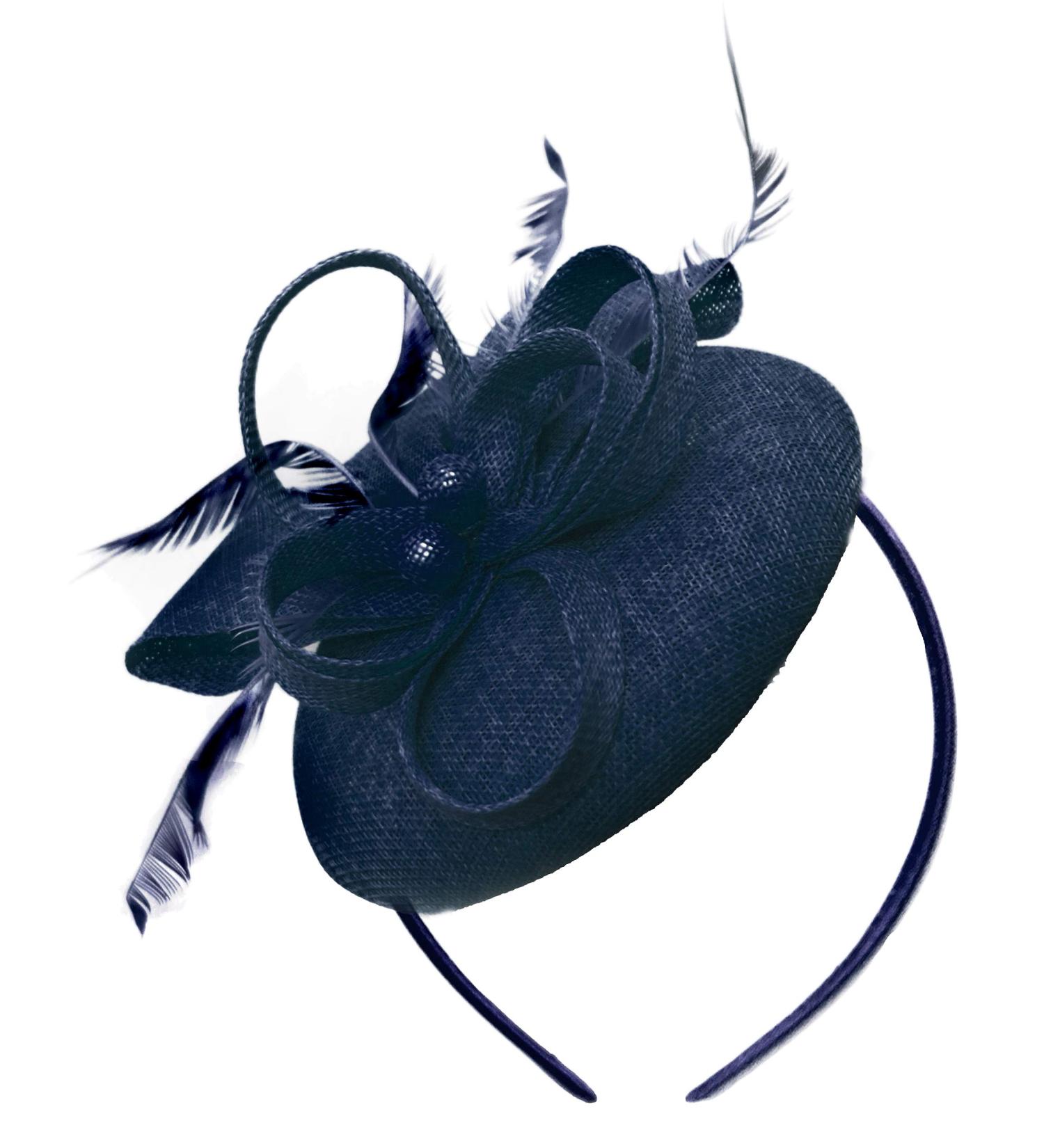 Caprilite Sinamay Pearl Round Headband Ladies Wedding Ascot Races Navy 1 count (Pack of 1)