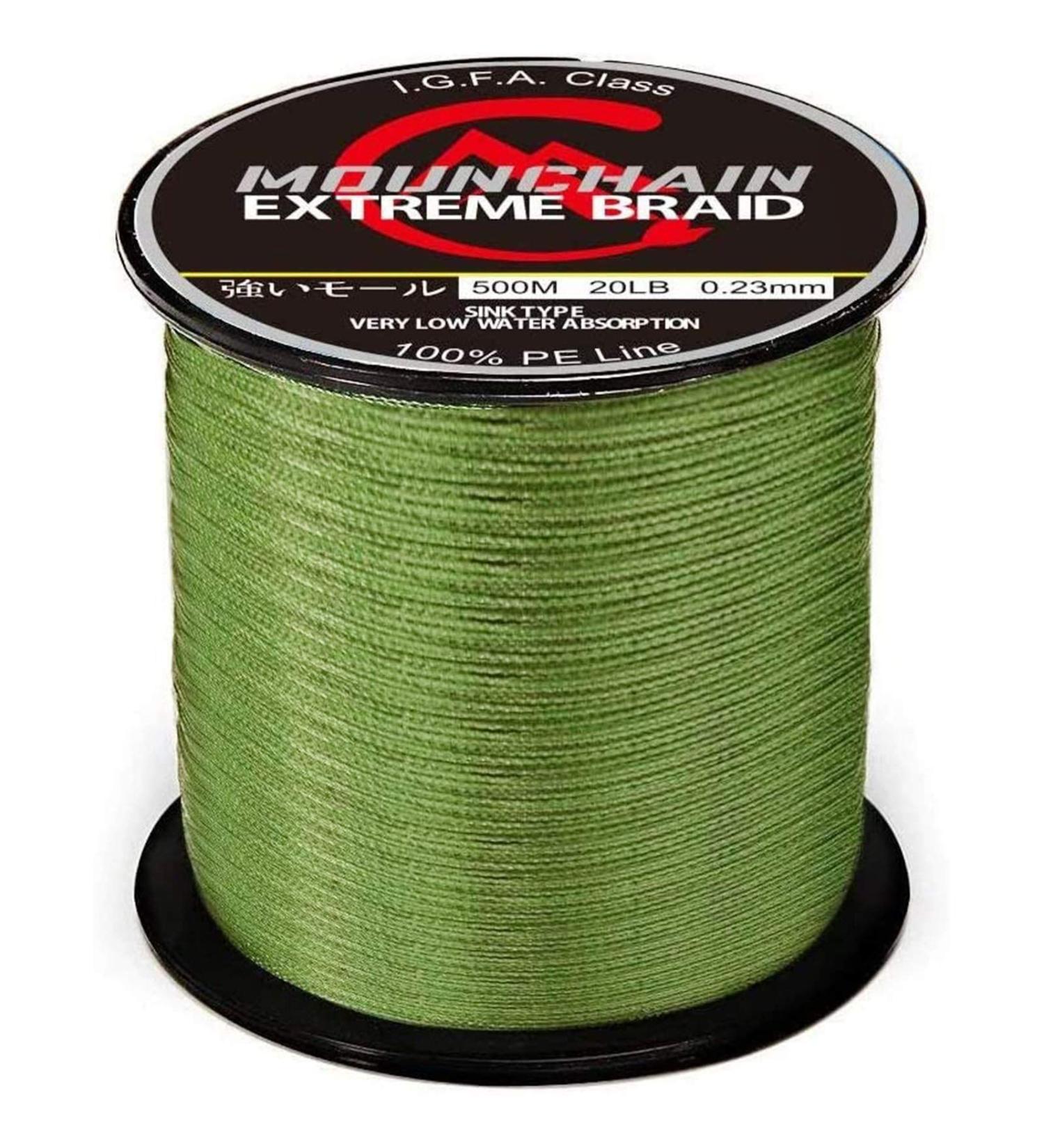 Mounchain 4 Strands Braided Fishing Line 10LB 300M/500M/1000M - Abrasion Resistant, Super Strong 100% PE Sensitive Fishing Line - Green - Buy Online on GoSupps.com
