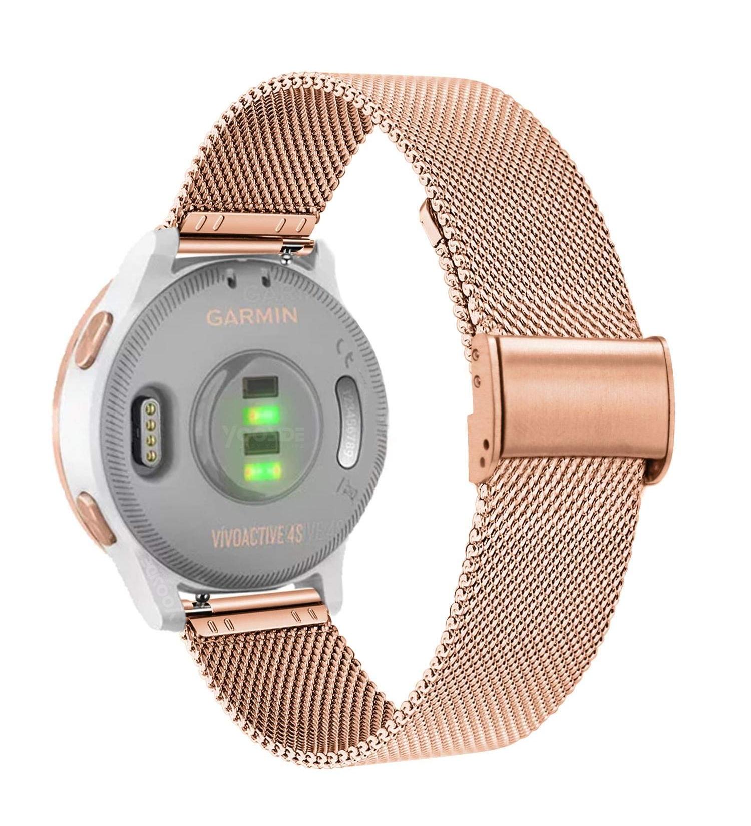 Abanen 18mm Stainless Steel Watch Band for Garmin & Fossil Women's Gen 6/5E - Rose Gold - Buy Online on GoSupps.com