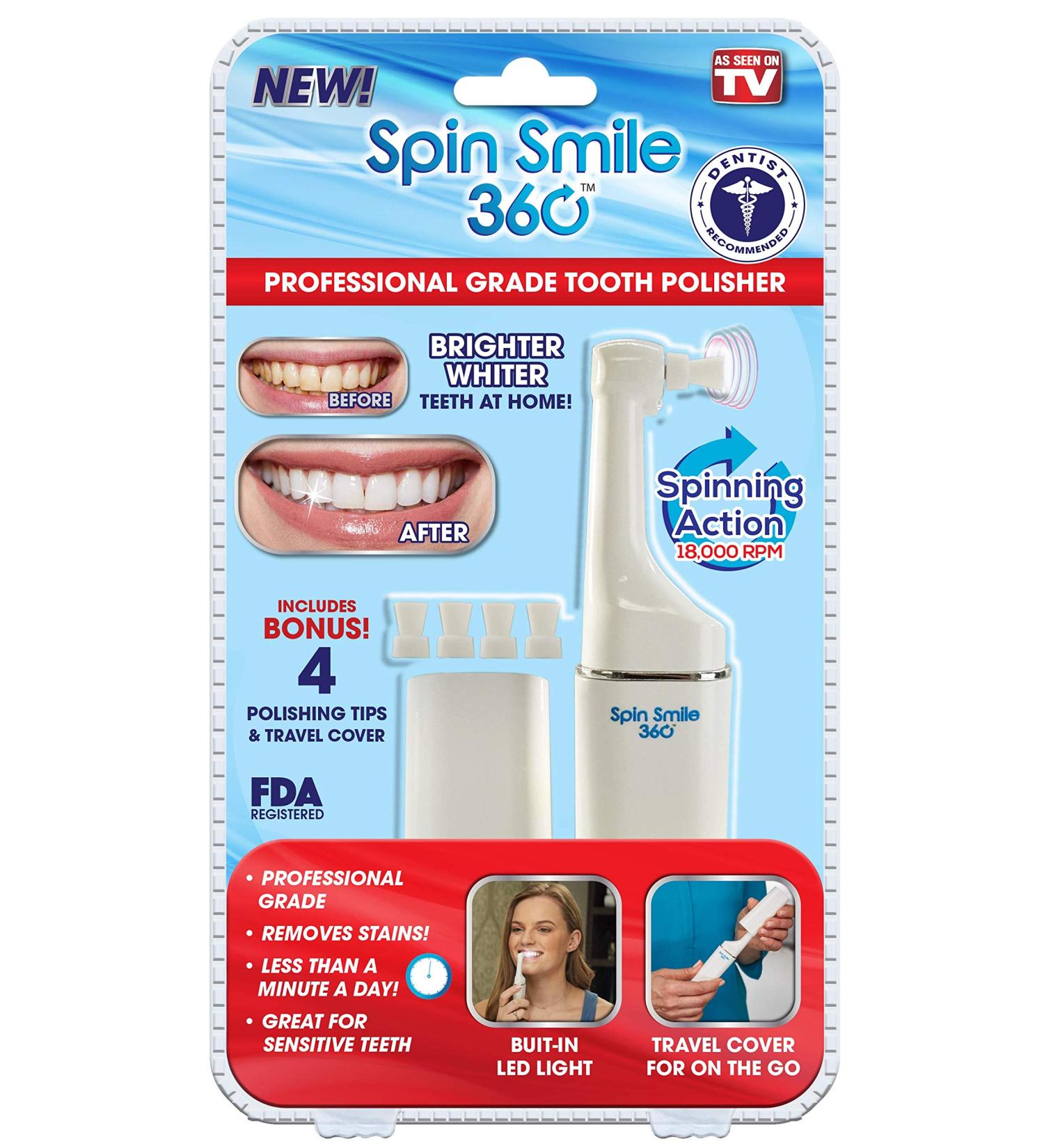 Spark Innovators Spin Smile 360 Tooth Polisher and Teeth Whitener Professional