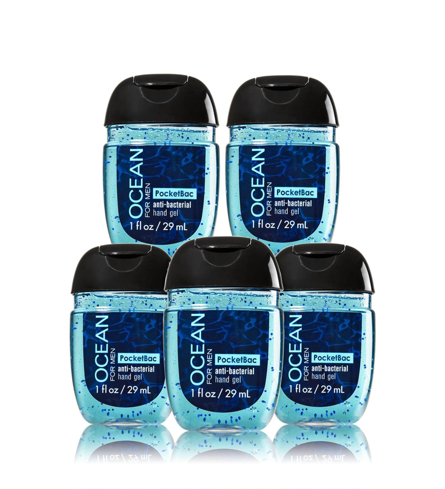 Bath & Body Works Ocean for Men Pocketbac - Bundle of 5 - Antibacterial Hand Sanitizer Gel
