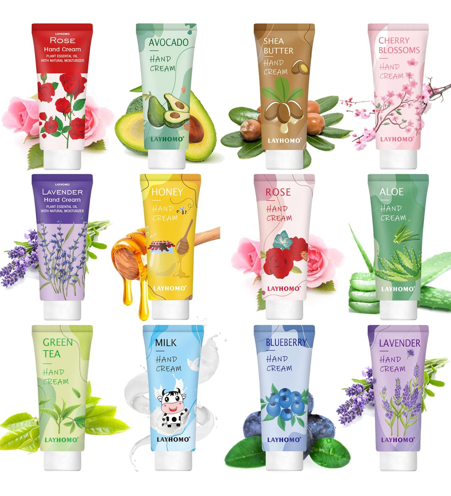 12-Pack Natural Plant Fragrance Hand Cream Set with Shea Butter & Vitamin E - Ideal for Travel, Nurses, Teachers, Workers - Perfect Gift for Bridal Showers, Birthdays, Christmas & Valentines - Buy Online on GoSupps.com