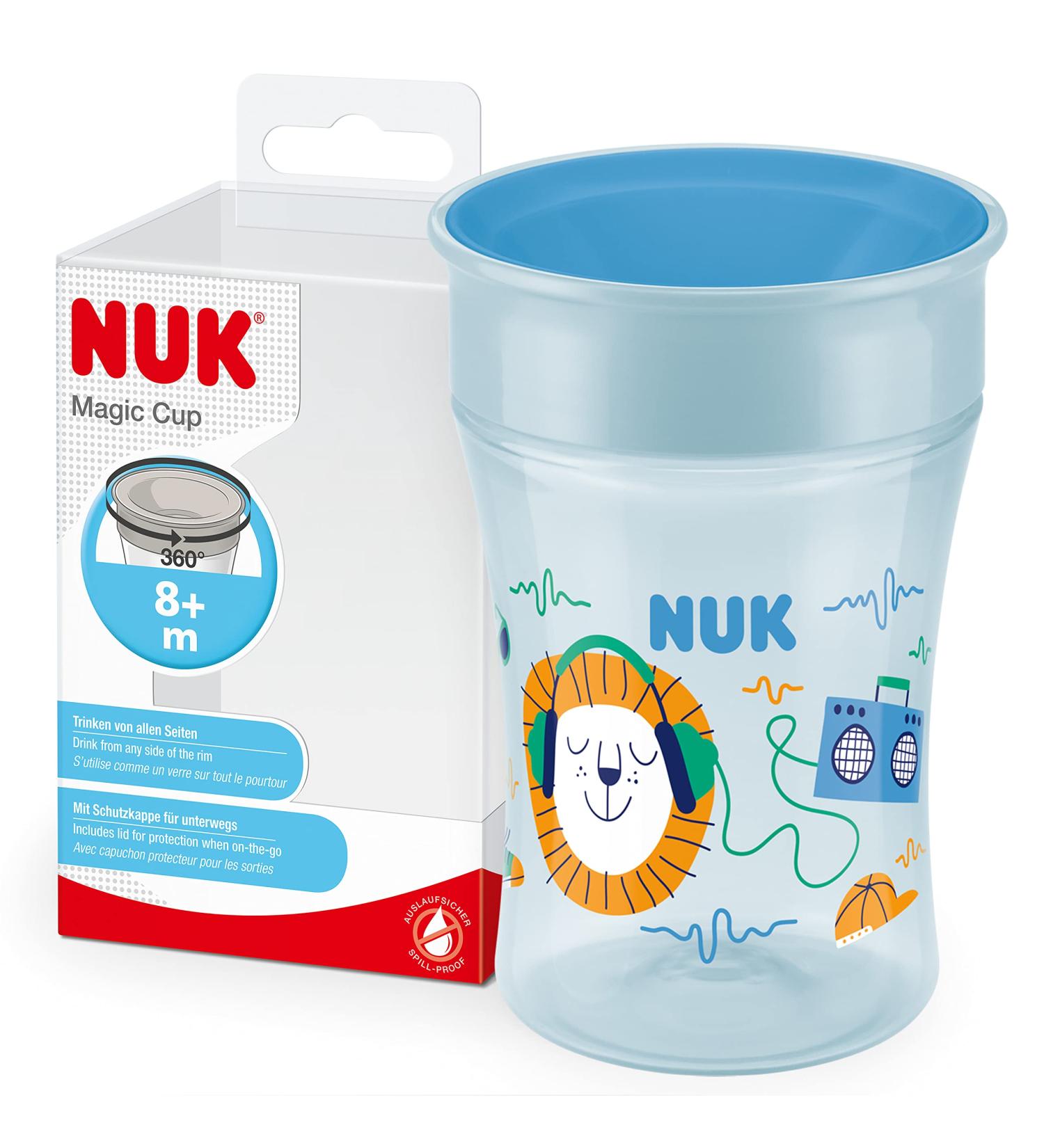 NUK Magic Cup for 8+ Months | 230ml Leak-Proof 360 Drinking Rim | BPA-Free Blue Lion Design | Optimal International Shipping - Buy Online on GoSupps.com