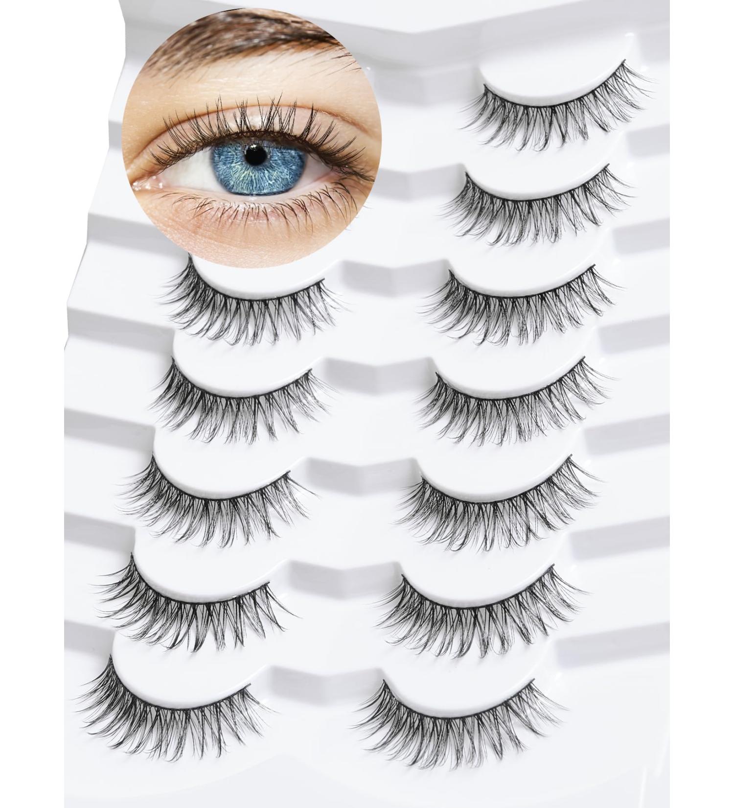 Buy False Eyelashes - Natural Wispy Look C Curl Strip Lashes 10mm Short 0.1MM Thin Band - Siligli Eyelashes 7 Pairs Classic S64 - Buy Online on GoSupps.com
