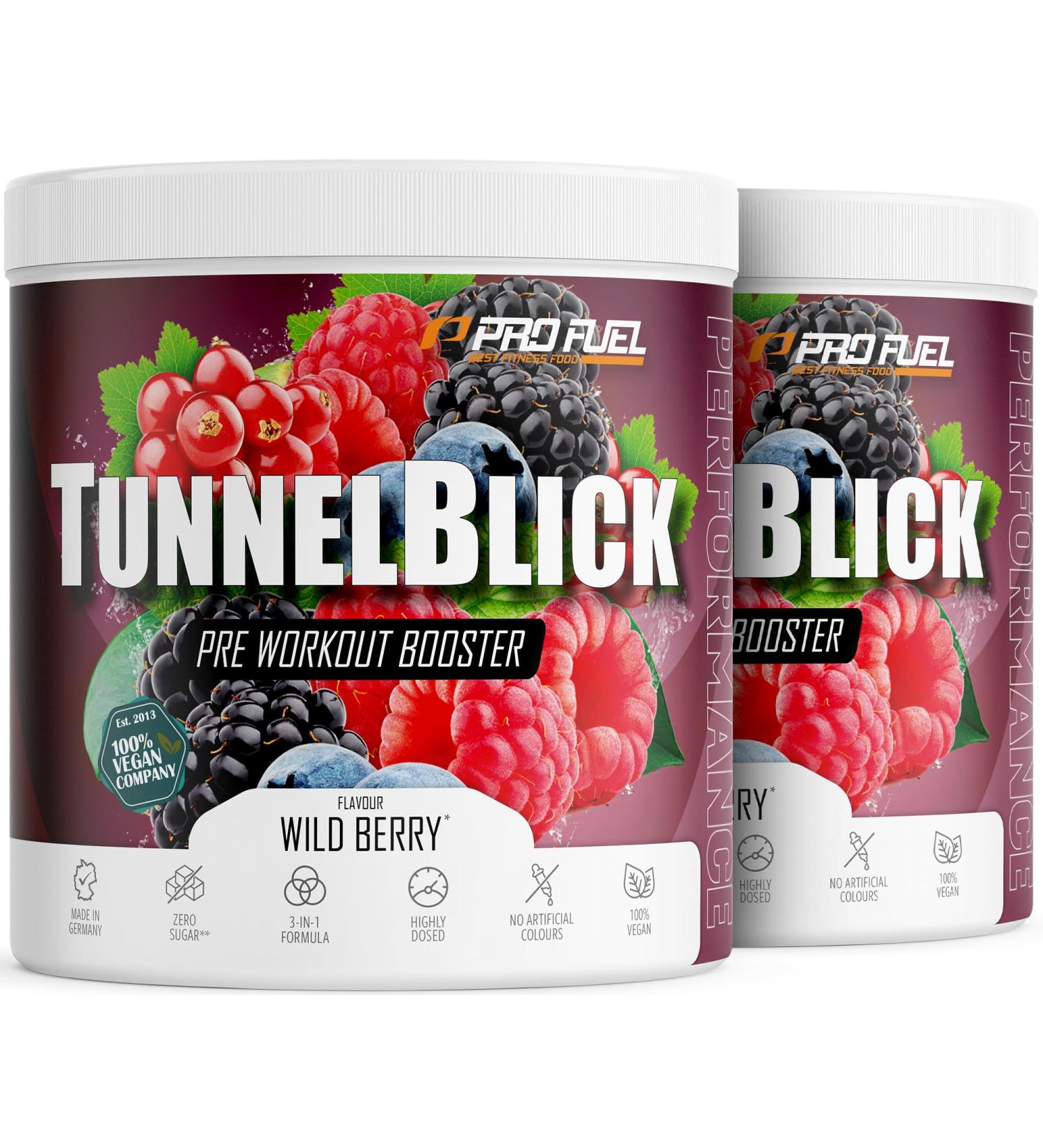 Pre-Workout Booster Wild Berry 2x440g - Vegan Training Formula with Citrulline Arginine & Caffeine - 20 Portions - Delicious & Highly Dosed - Buy Online on GoSupps.com