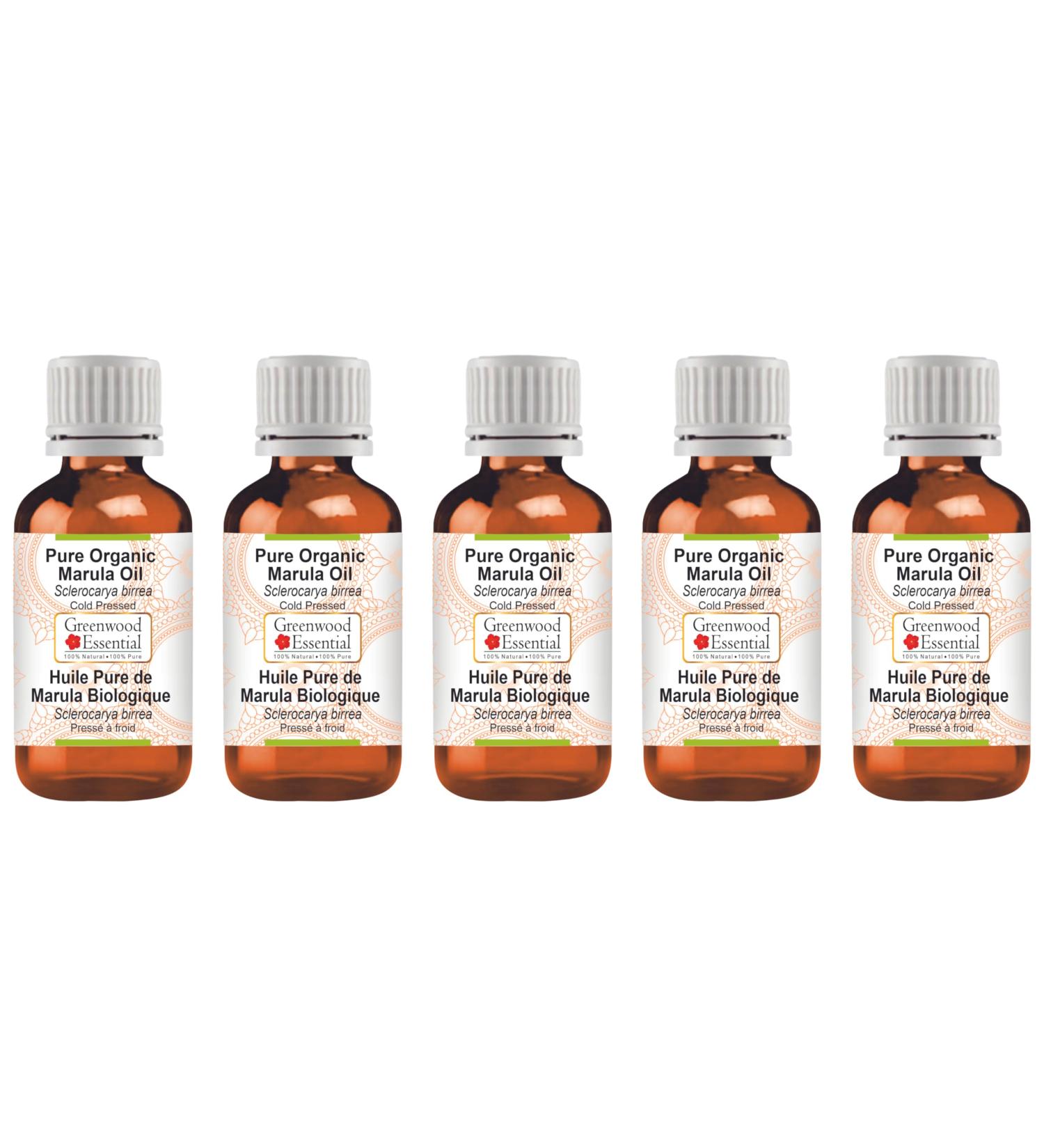 Buy Greenwood Essential Natural Pure Marula Oil - Cold-Pressed Therapeutic Quality (Pack of 5 - 500ml) | International Shipping Available - Buy Online on GoSupps.com