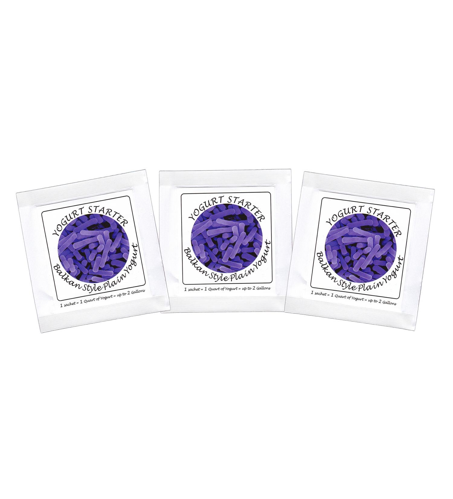 Balkan Style Plain Yogurt Starter Cultures - 3 Freeze-Dried Sachets | 3 Count Pack - Premium Quality - Buy Online on GoSupps.com