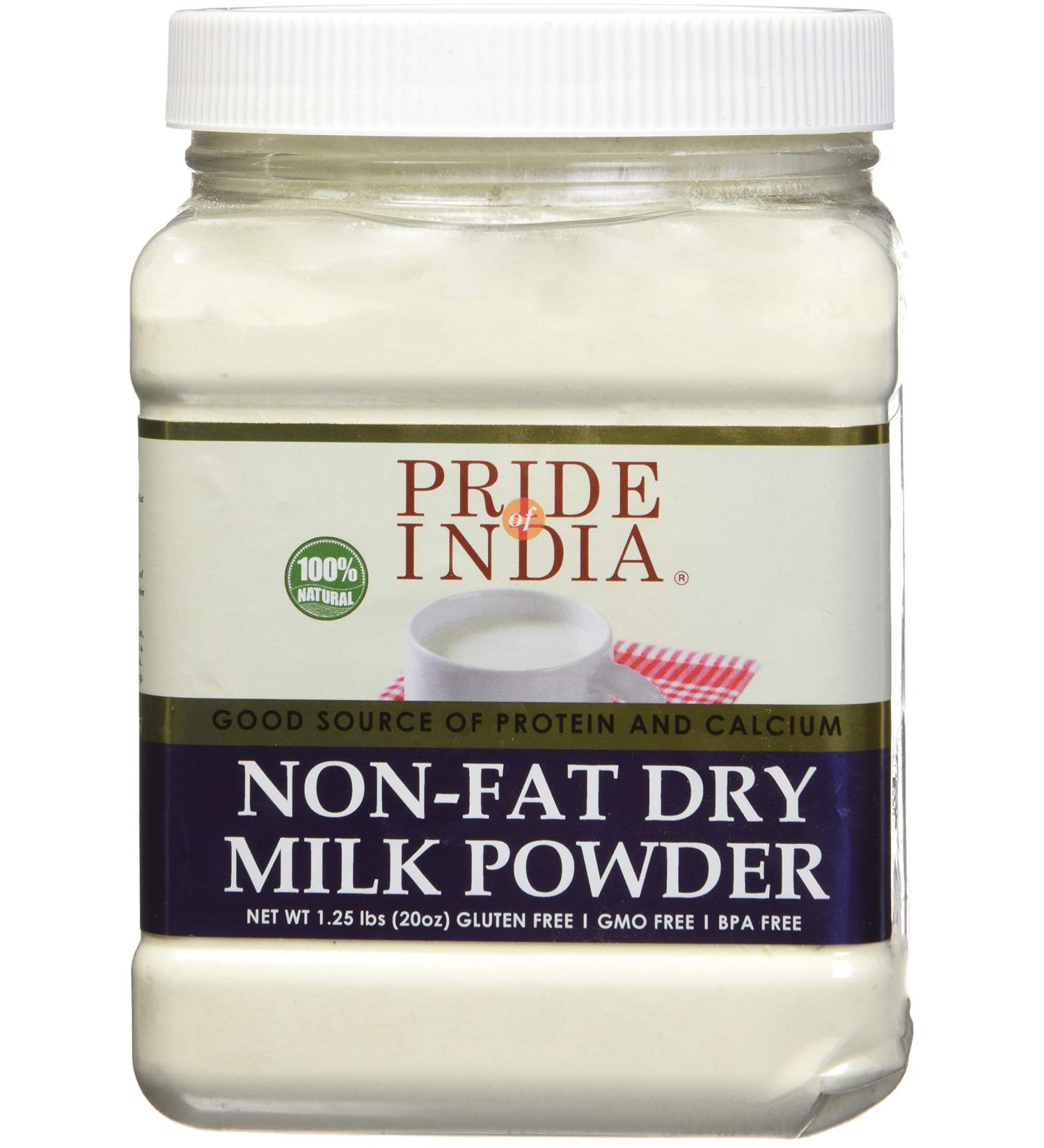 Pride Of India Nonfat Dry Milk Powder - Protein & Calcium Rich - 20oz Jar - Buy Online on GoSupps.com
