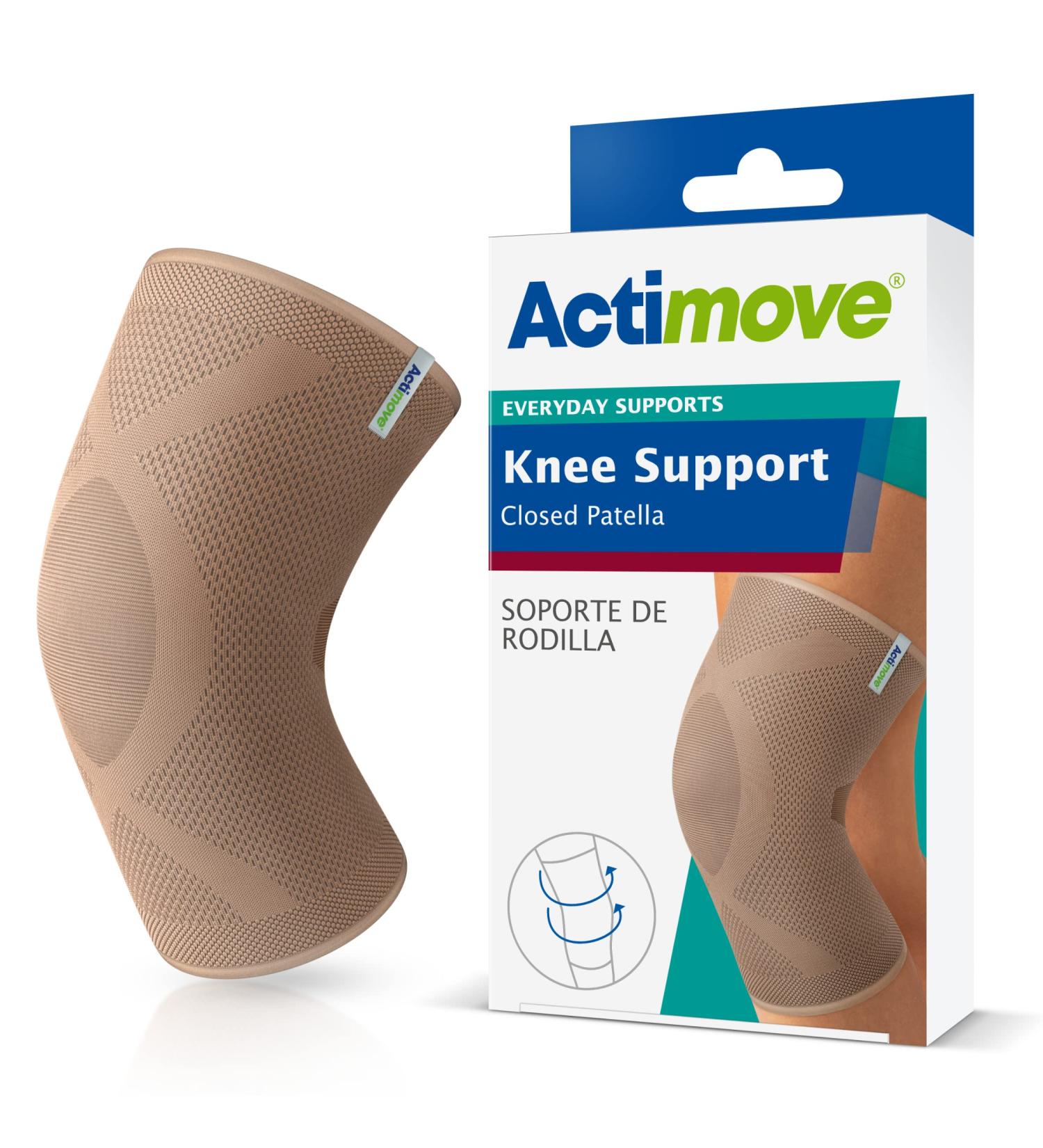 Actimove Everyday Knee Support Closed Patella - Pain Relief for Chronic Knee Pain & Injuries - Beige Small - Left/Right Wear - Buy Online on GoSupps.com