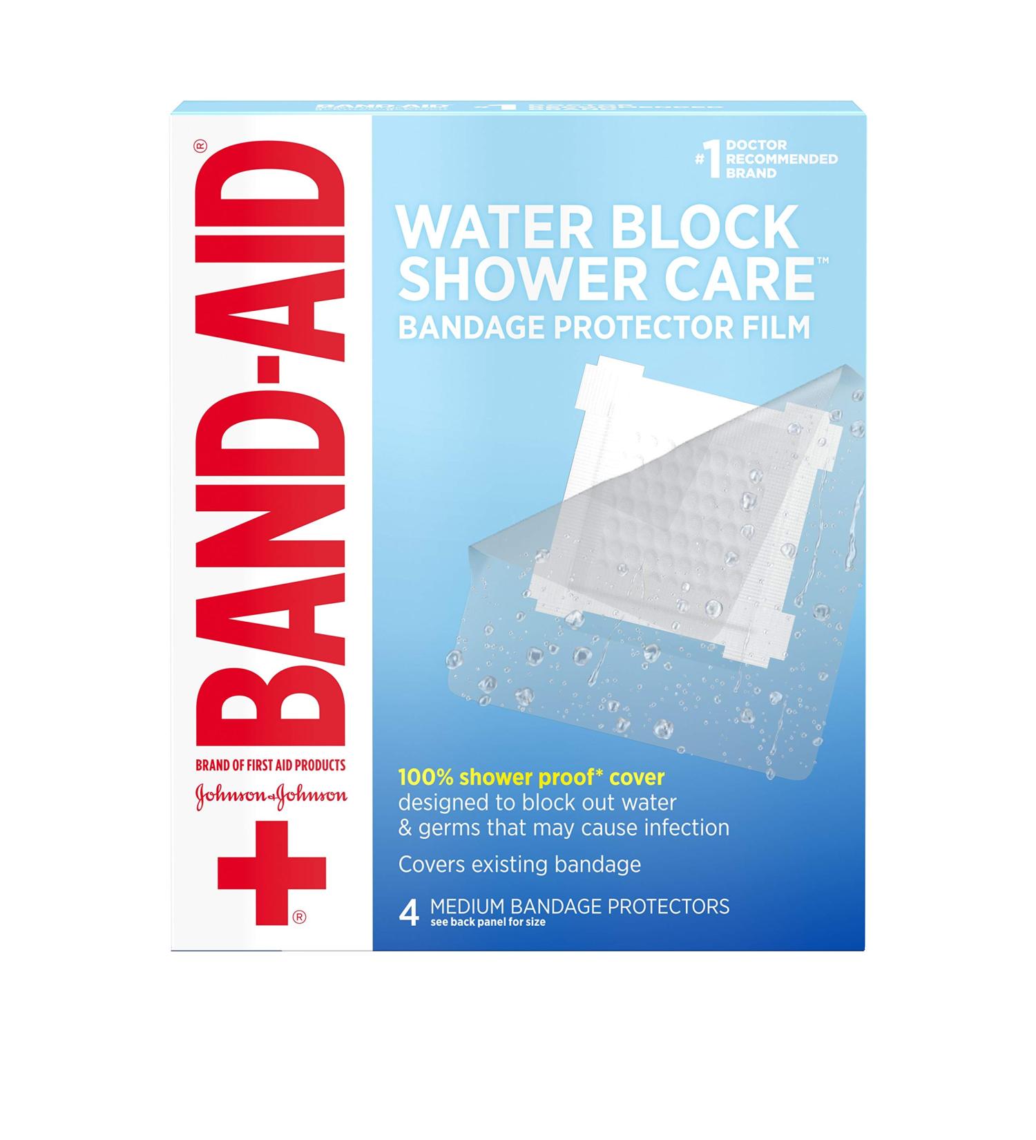 Band-Aid Brand First Aid Water Block Shower Care Clear Bandage Protector - Medium 4 ct - Buy Online on GoSupps.com