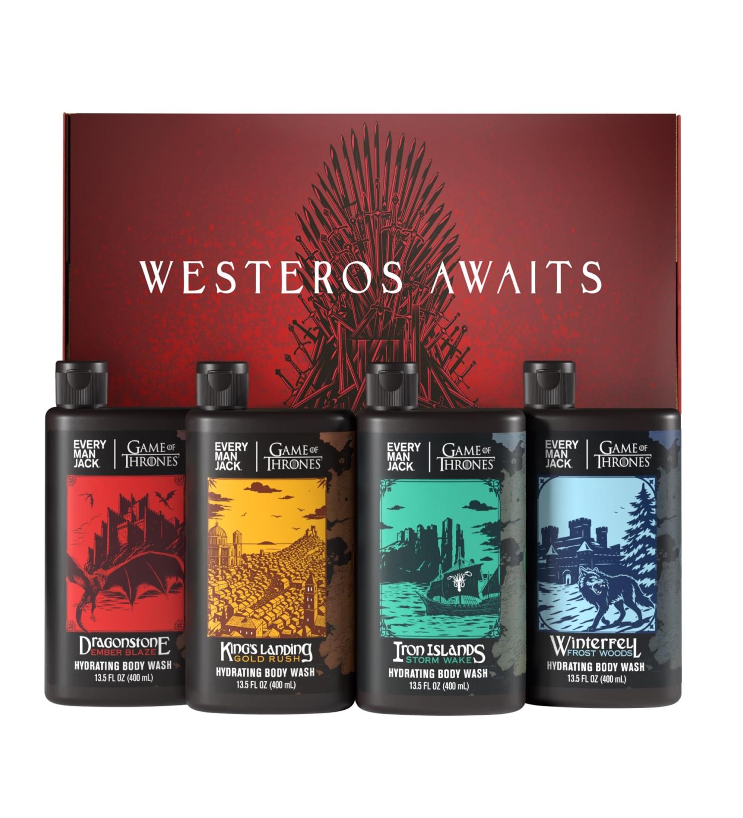 Every Man Jack Game of Thrones Collectors Body Wash Gift Set - Includes 4 Body Washes with Clean Ingredients & Westeros Inspired Scents Assorted 13.5 Fl Oz (Pack of 4) - Buy Online on GoSupps.com