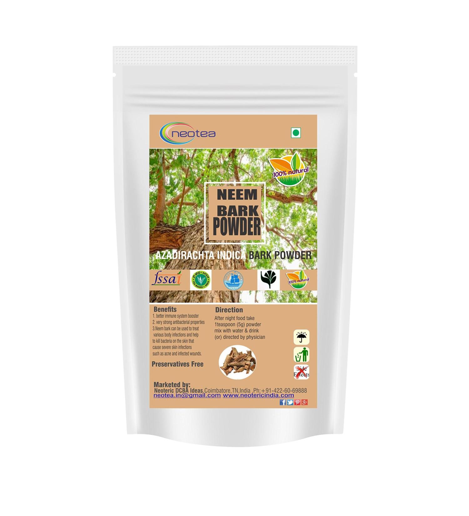 Neotea Azadirachta Indica Neem Bark Powder 300GM (10.58 OZ) | Pure & Natural | Herbal Supplement | Skin & Oral Care | Dental & Digestion Support Tooth Powder - Buy Online on GoSupps.com