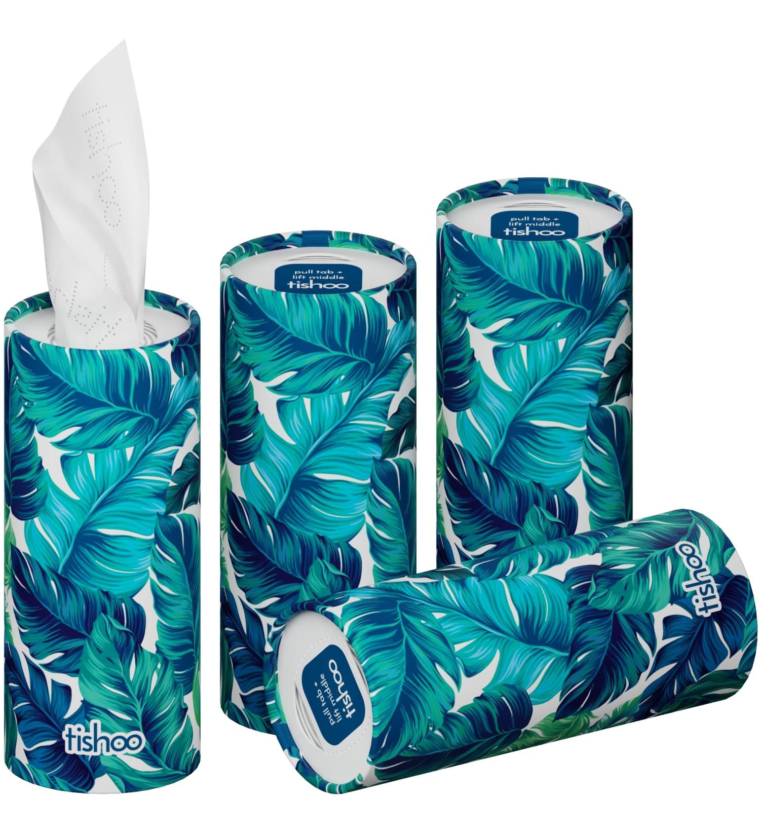 TiShoo Extra Soft Handkerchiefs with Moisturizer - Eco-Friendly 4-Pack for Car Home & Travel - Green Leaves Design - Buy Online on GoSupps.com