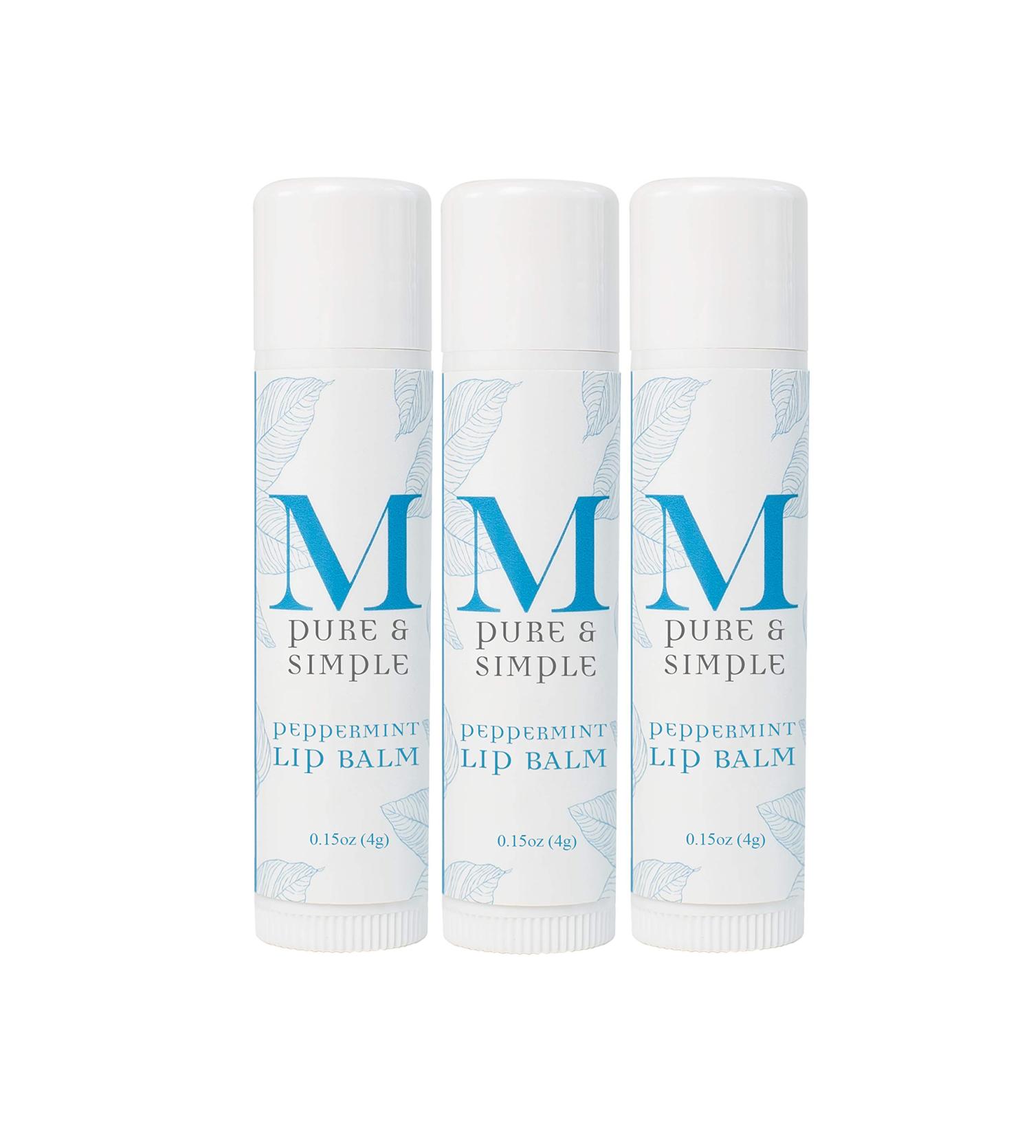 All Natural Peppermint Lip Balm 3 Pack | Organic Ingredients | Hydrating & Soothing | Double Helix Water & Essential Oils - Buy Online on GoSupps.com