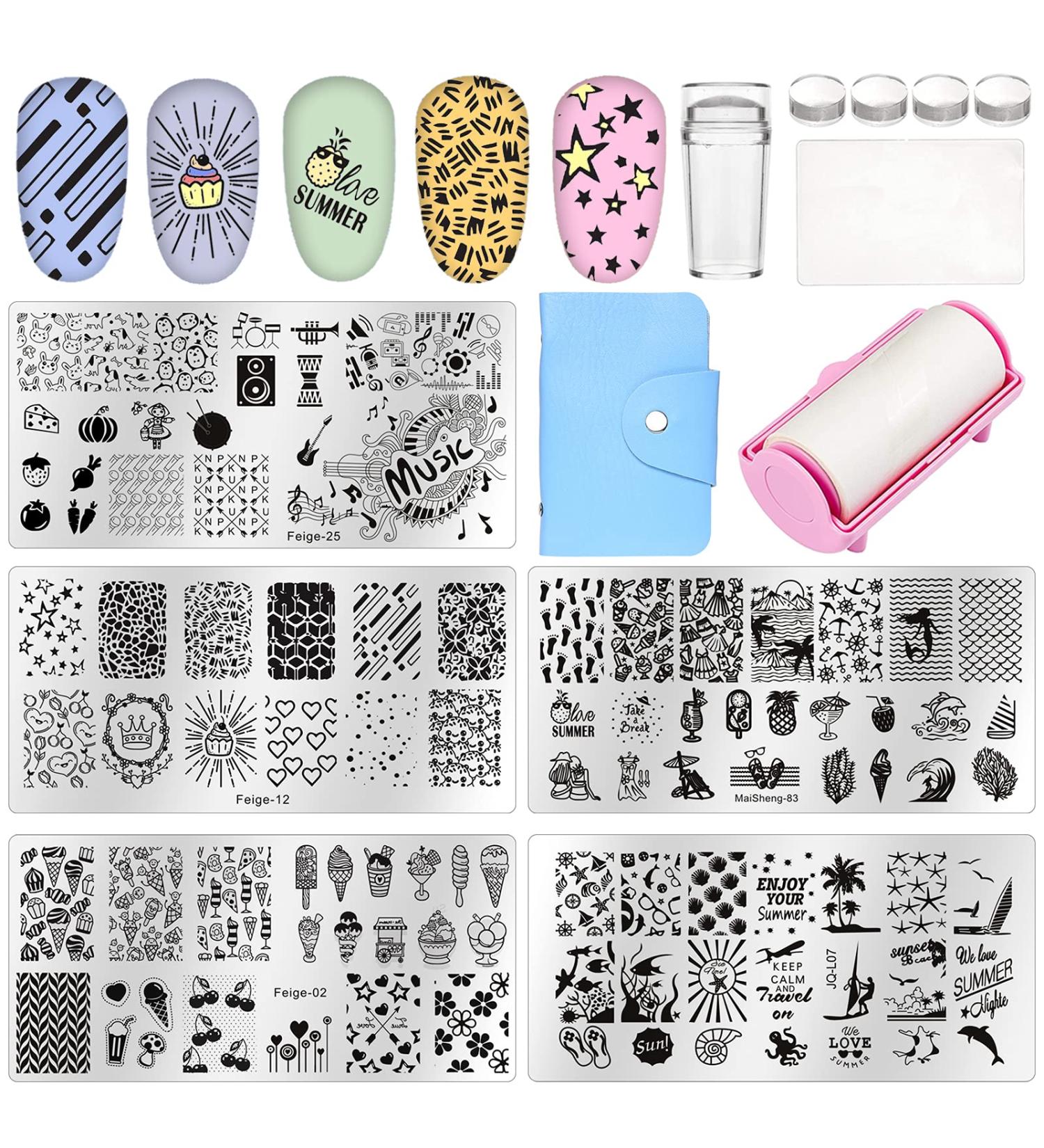 Niceneeded 13Pcs Nail Stamping Stamper Kit - Summer Nail Art Stamps & Storage - Perfect for Creative Nail Designs - Buy Online on GoSupps.com
