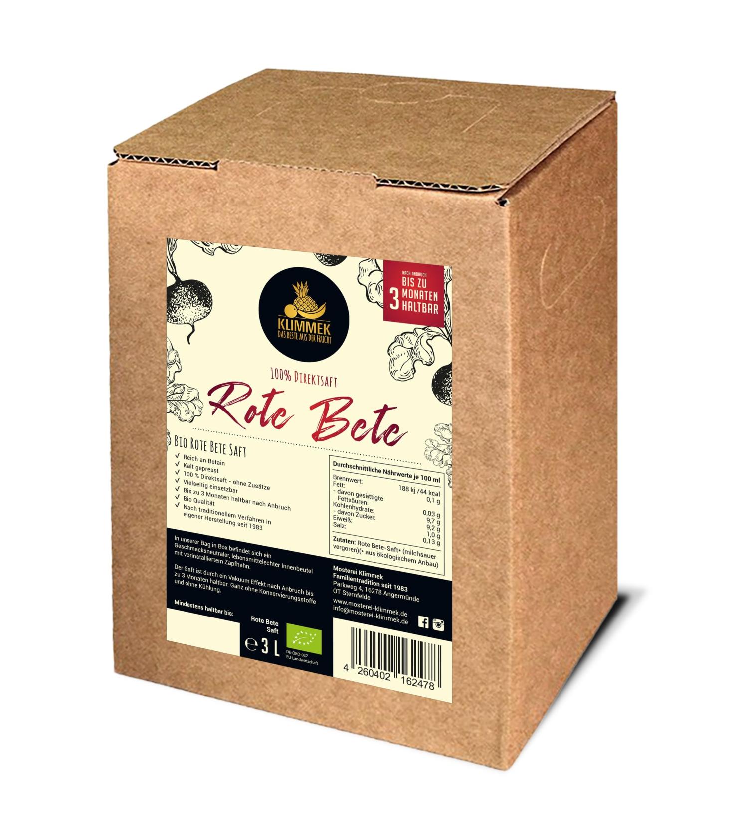 Klimmek Premium Organic Beetroot Juice - 100% Pure 3 Litre Bag-in-Box | Buy Internationally - Buy Online on GoSupps.com