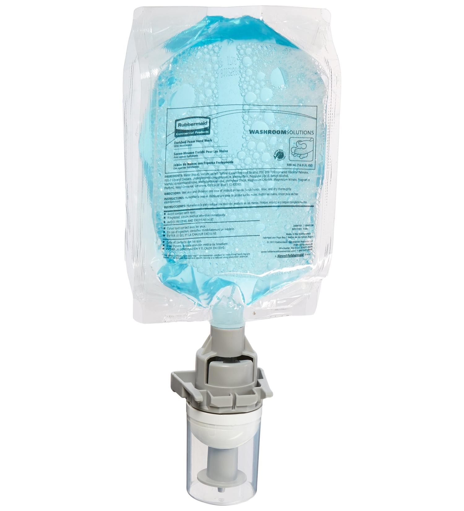 Rubbermaid Commercial Products-3486561 Enriched Hand Soap Refill for Flex Skin Care Soap Dispenser  Rich Aqua Foam  500-mL - Green Enriched Hand Soap Foam - 500 mL