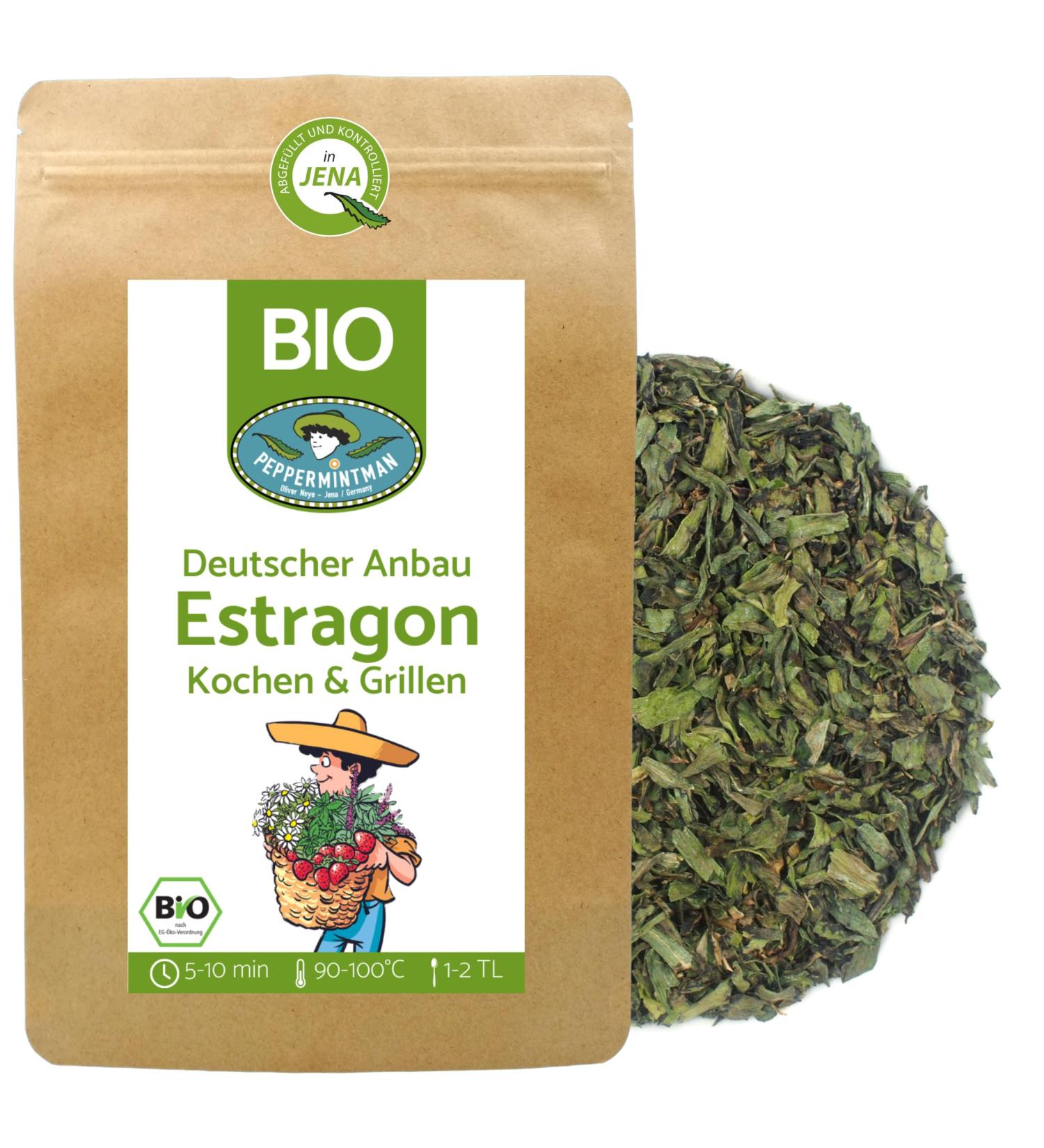  PEPPERMINTMAN Organic Tarragon 1000g - German Grown - Queen of Fine Cuisine - Versatile for Sauces and Gravys - Refined Seasonings - PEPPERMINTMAN - Buy Online on GoSupps.com