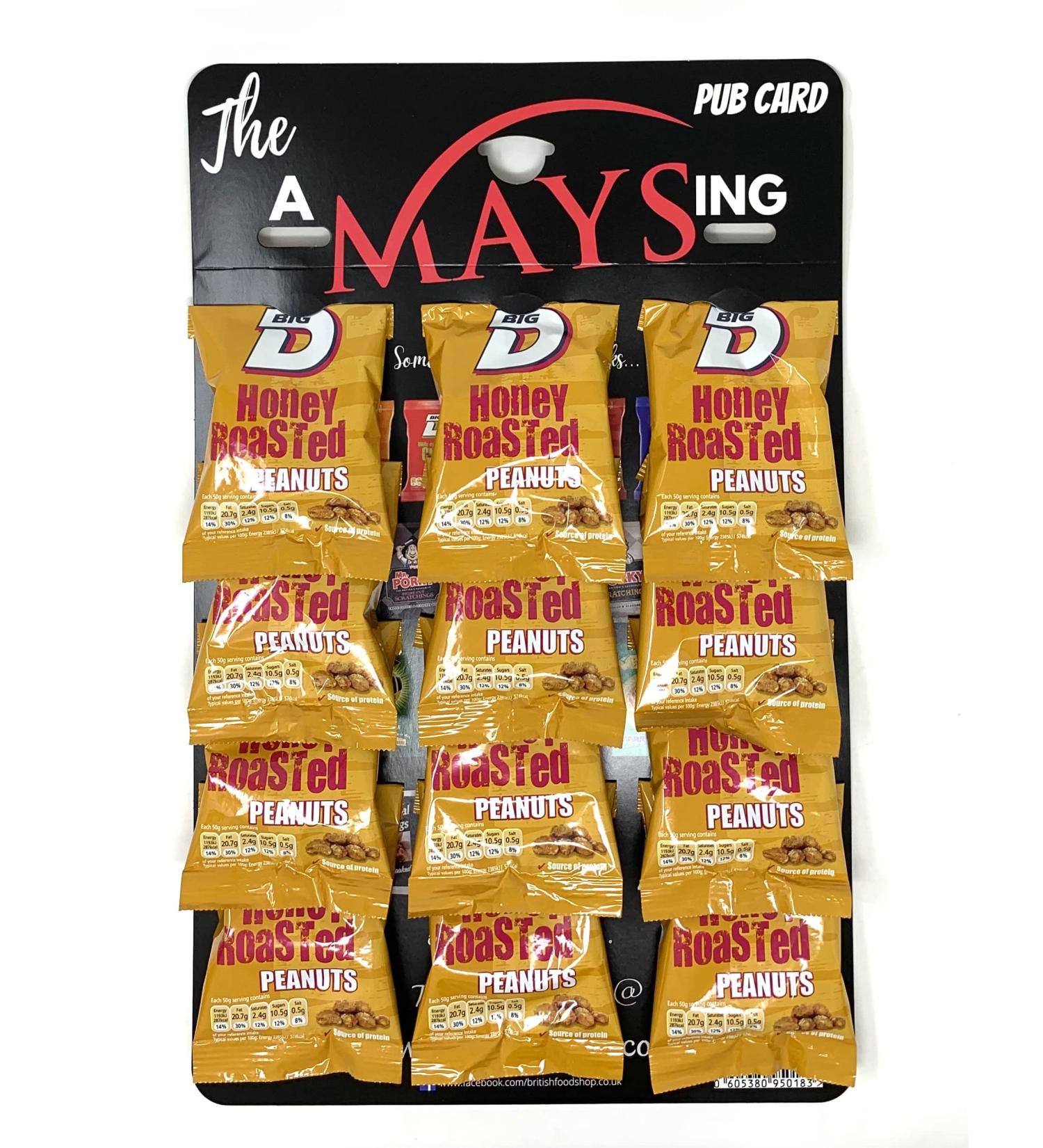 Big D Honey Flavoured Nuts Peanuts on The AMaysing Pub Card - 12 x 50g Packs - Buy Online on GoSupps.com