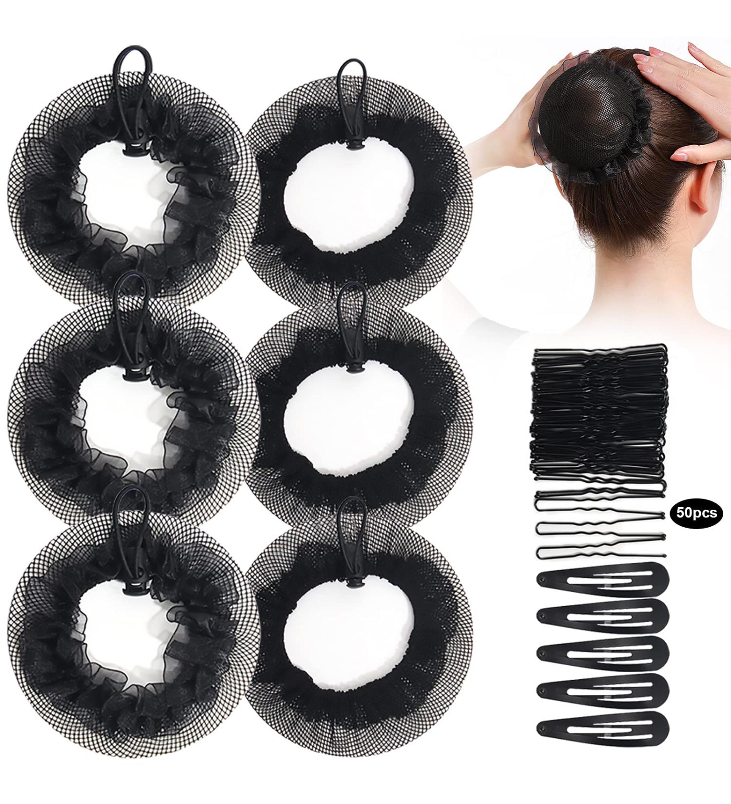 6PCS Reusable Black Bun Hair Nets Set - Elastic Mesh Cover for Ballerina Dancer, Nurse, Skater - Stretch Lace Hair Accessories for Women & Girls - Large Size - Buy Online on GoSupps.com