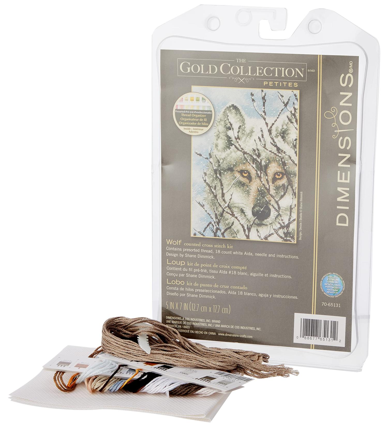 Dimensions Gold Collection Wolf Cross Stitch Kit - 18 Count White Aida - 5 x 7 - Buy Online on GoSupps.com