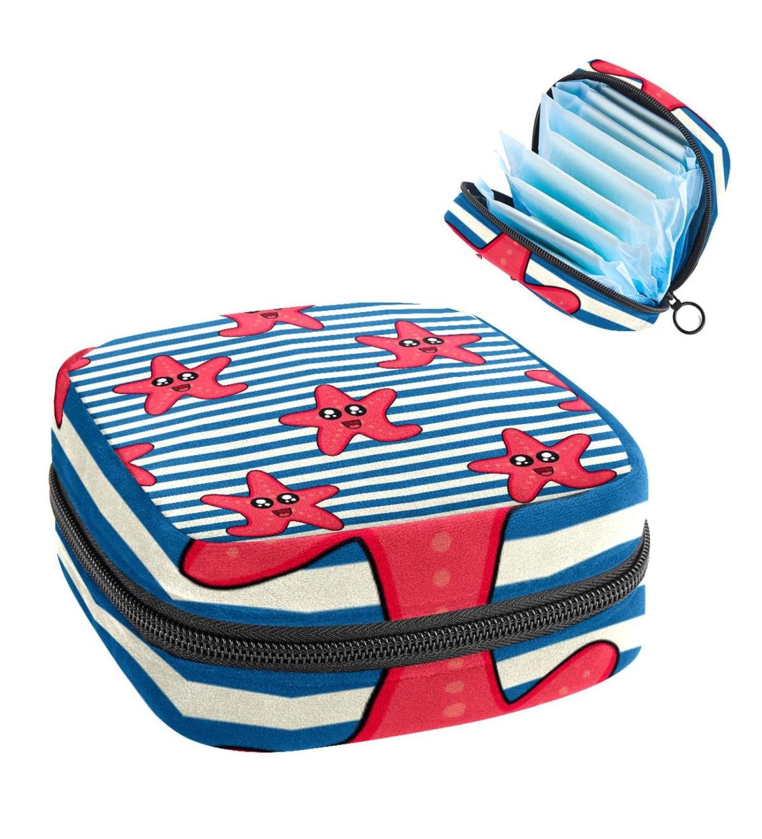 Buy Women's Bonds Storage Pockets Stillpad Holder - Cute Red Naval Face & Blue White Stripe Portable Period Kit Bag for Girls - Feminine Product Organizer - Buy Online on GoSupps.com